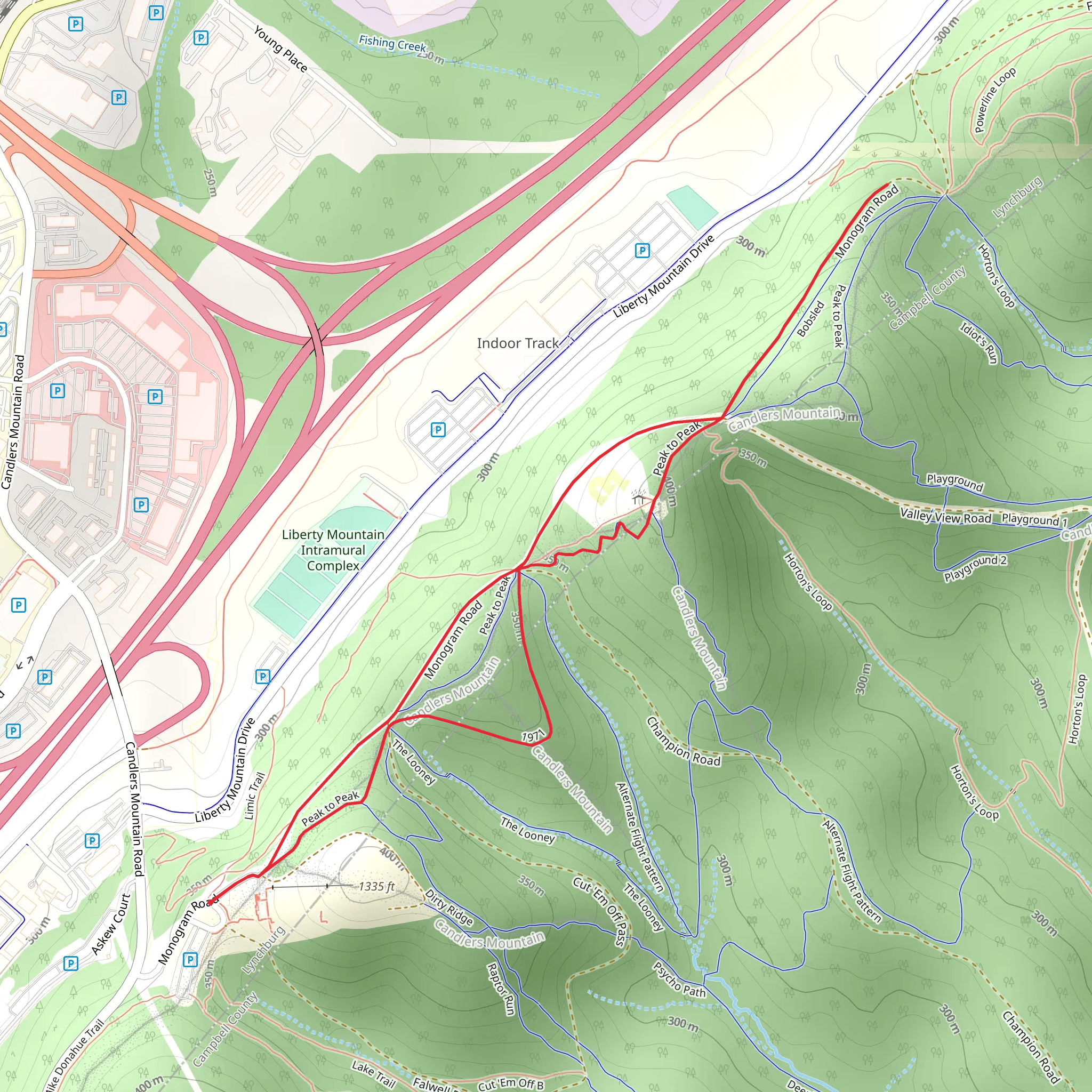 Monogram Road and Peak to Peak Loop mobile static map