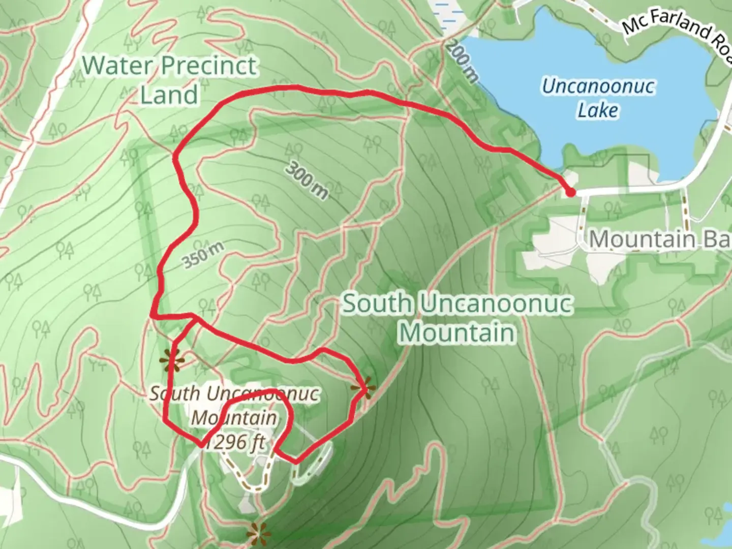 An image depicting the trail South Uncanoonuc Mountain Loop via Uncanoonuc Lake and its surrounding area.