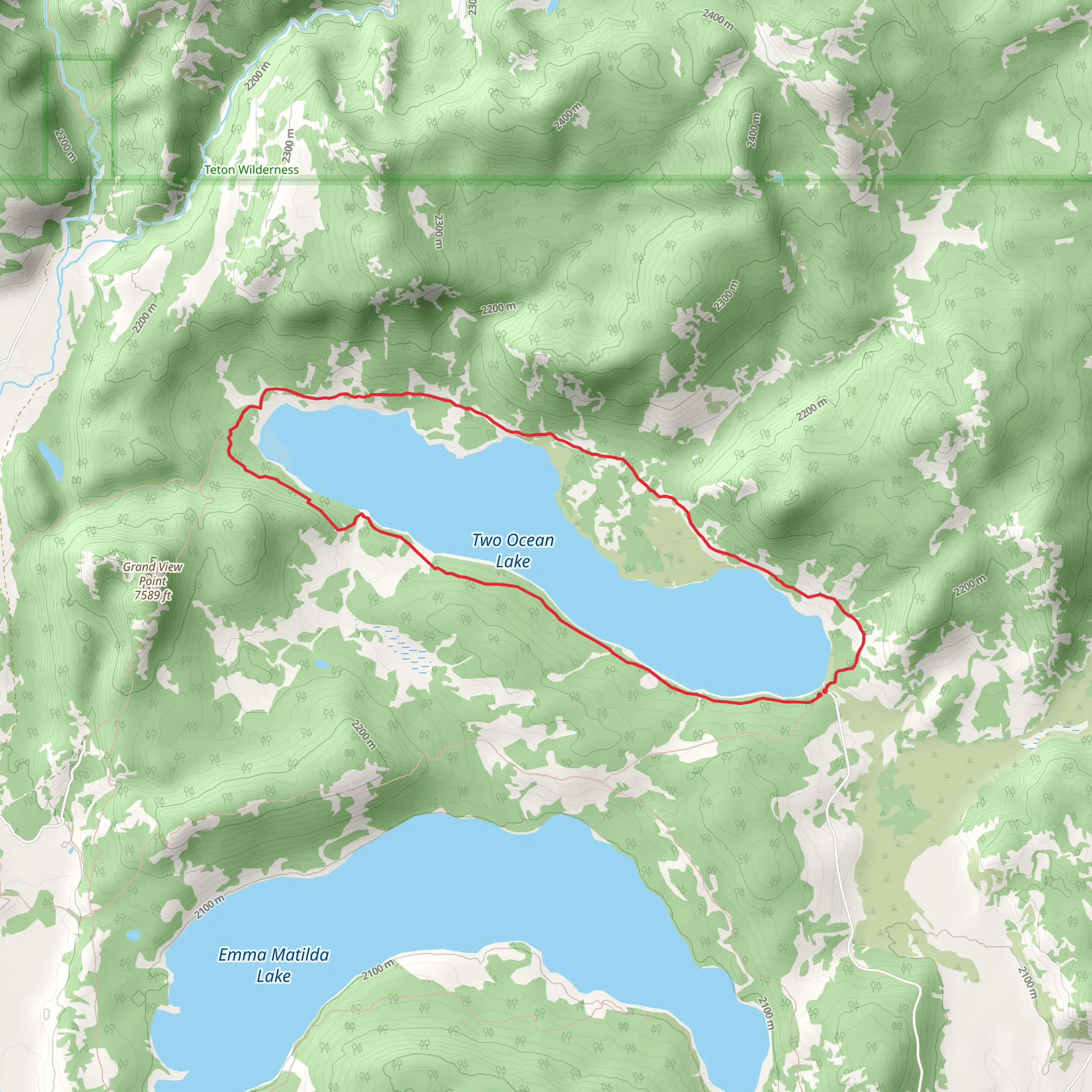 Two Ocean Lake Trail mobile static map