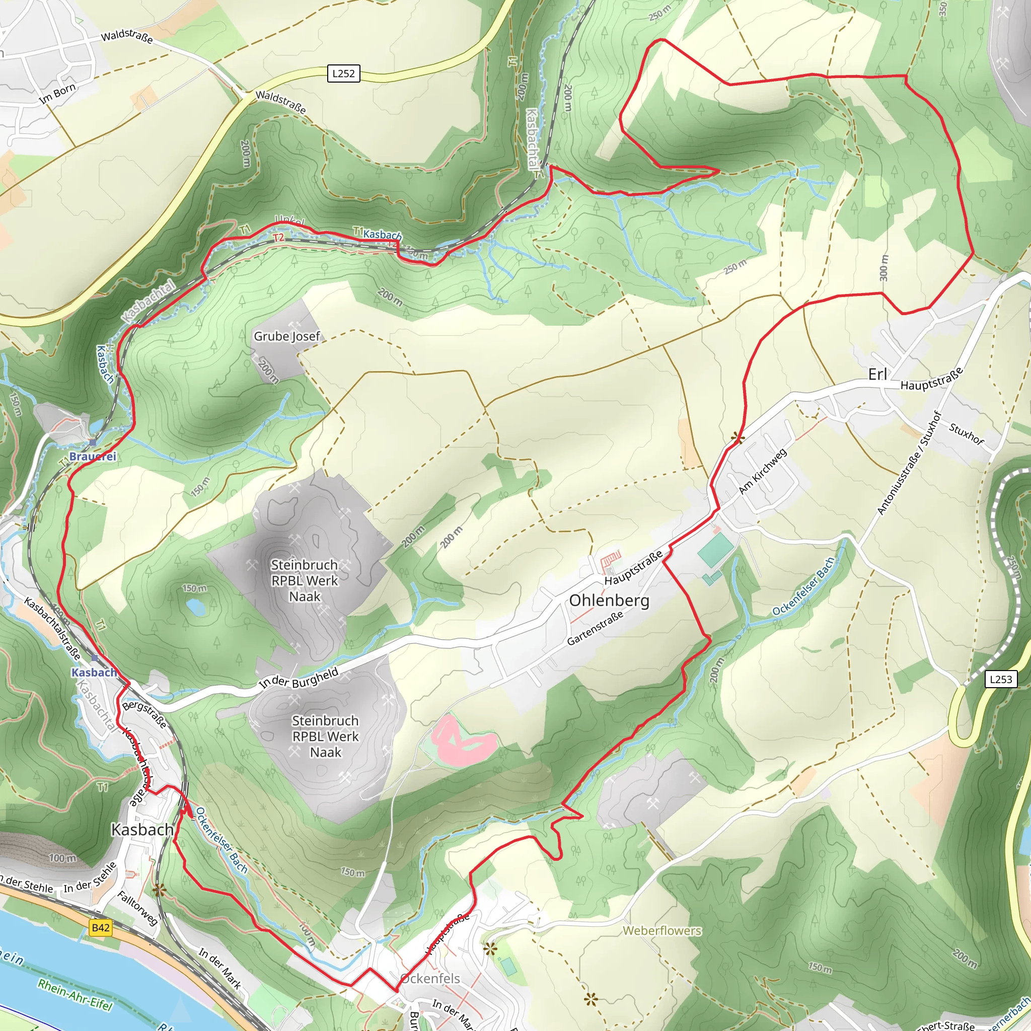 Rheinsteig-Zuweg Kalenborn and Ockenfels mobile static map