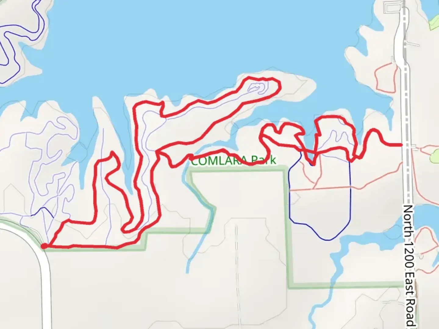 An image depicting the trail Trail 4, White Oak and Fisherman's Loop Trail and its surrounding area.