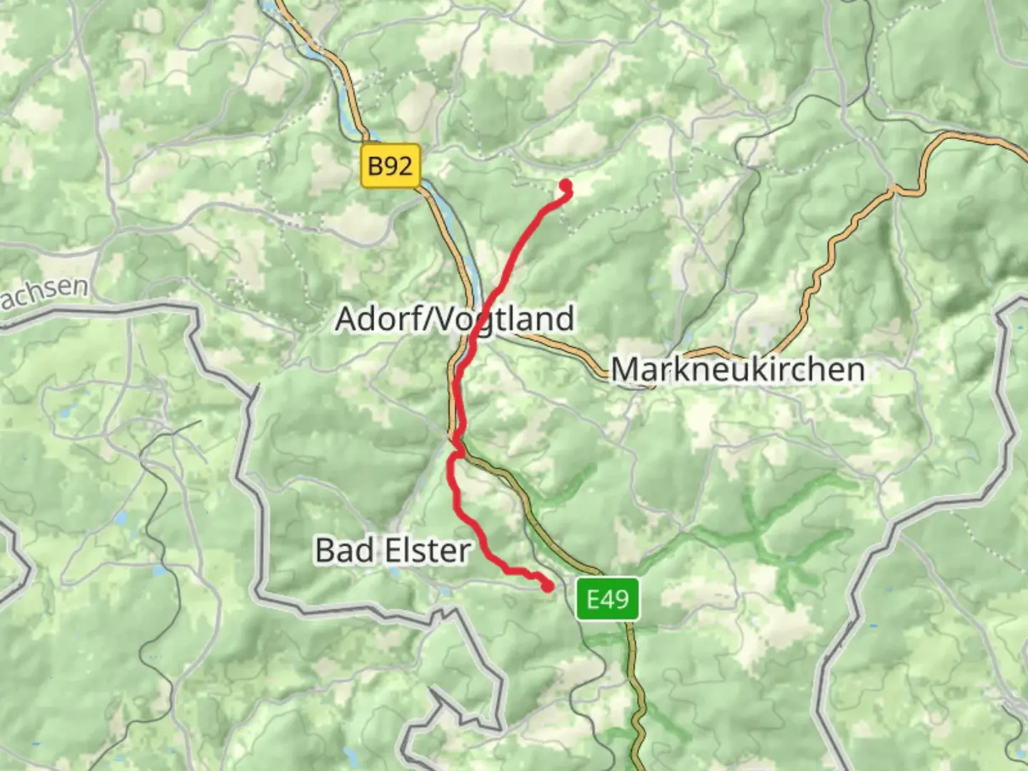 An image depicting the trail Hermsgrün to Sohl Walk and its surrounding area.