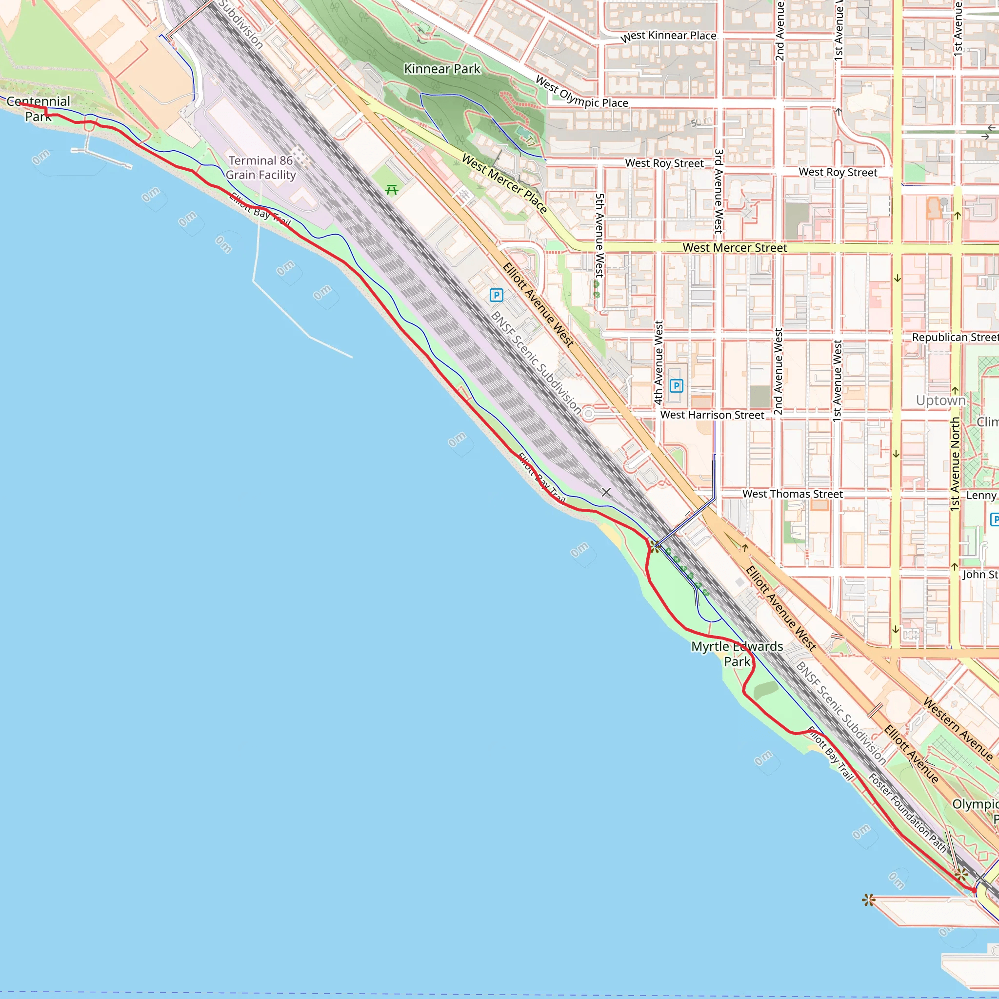 Myrtle Edwards Park and Centennial Park mobile static map