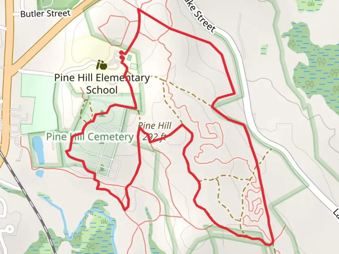 An image depicting the trail Pine Hill Loop via Bay Circuit and its surrounding area.