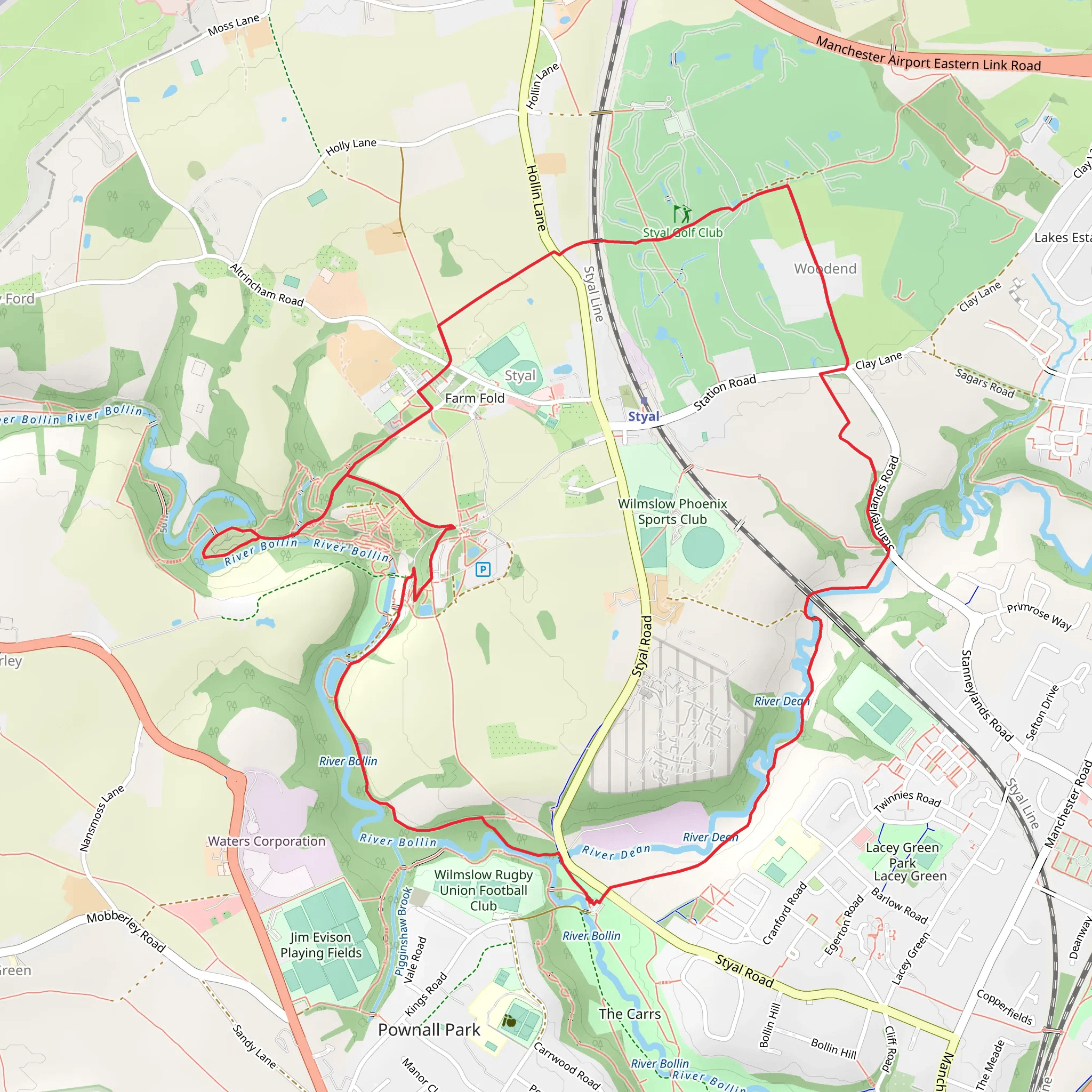 River Bollin and River Dean in Styal mobile static map