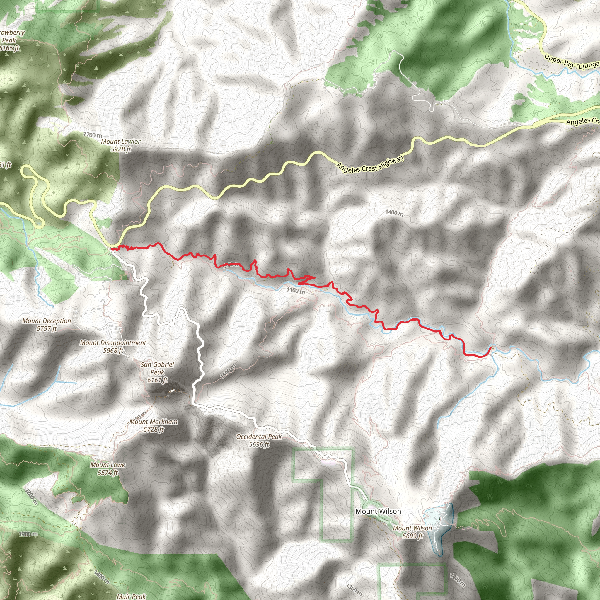 West Fork San Gabriel River Walk mobile static map