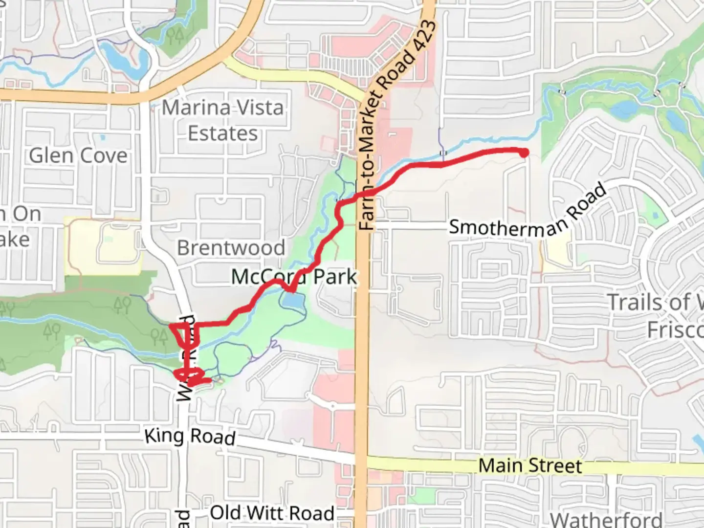 An image depicting the trail McCord Park Trail and its surrounding area.