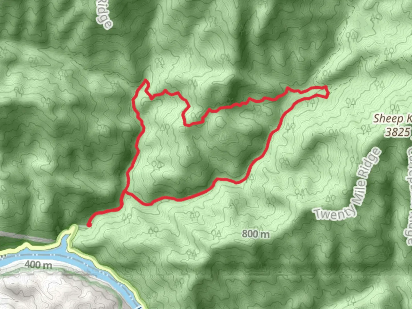 An image depicting the trail Twentymile Creek Loop and its surrounding area.