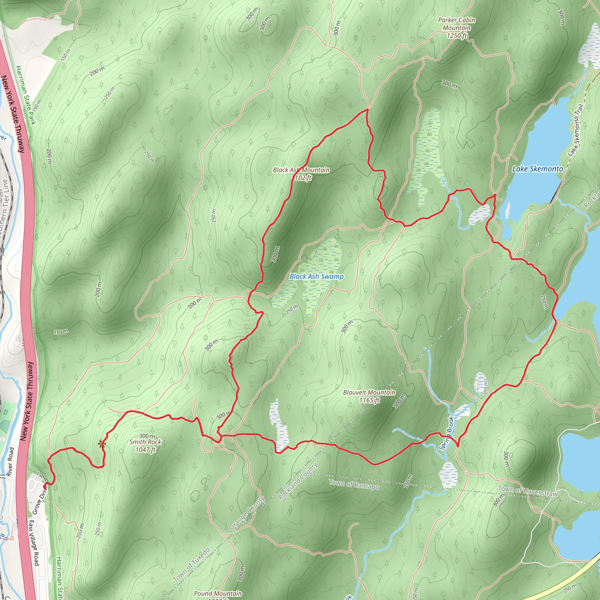 Black Ash Mountain and Blauvelt Mountain Loop via Triangle Trail mobile static map