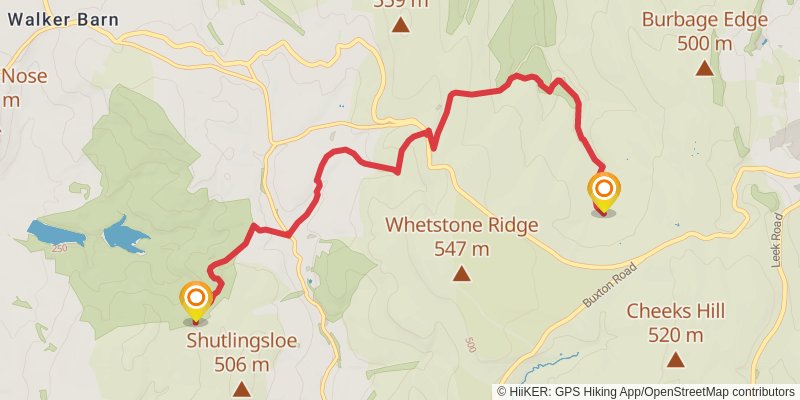 Three Shires Head and Shutlingsloe Loop from Derbyshire Bridge stage 2 Map