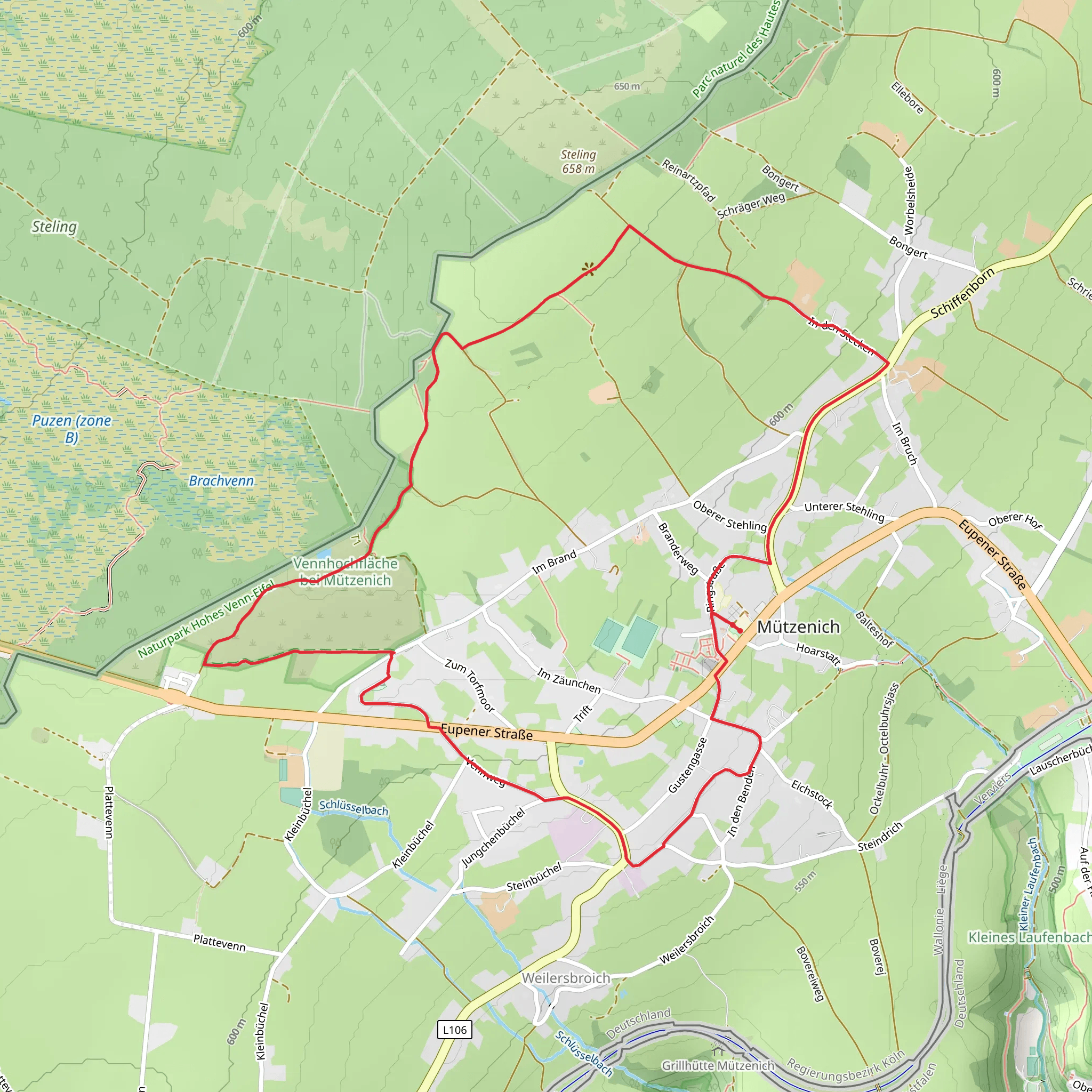 Eifelblick Mutzenich Steling and Kaiser Karls Bettstatt Loop via In den Stecken mobile static map