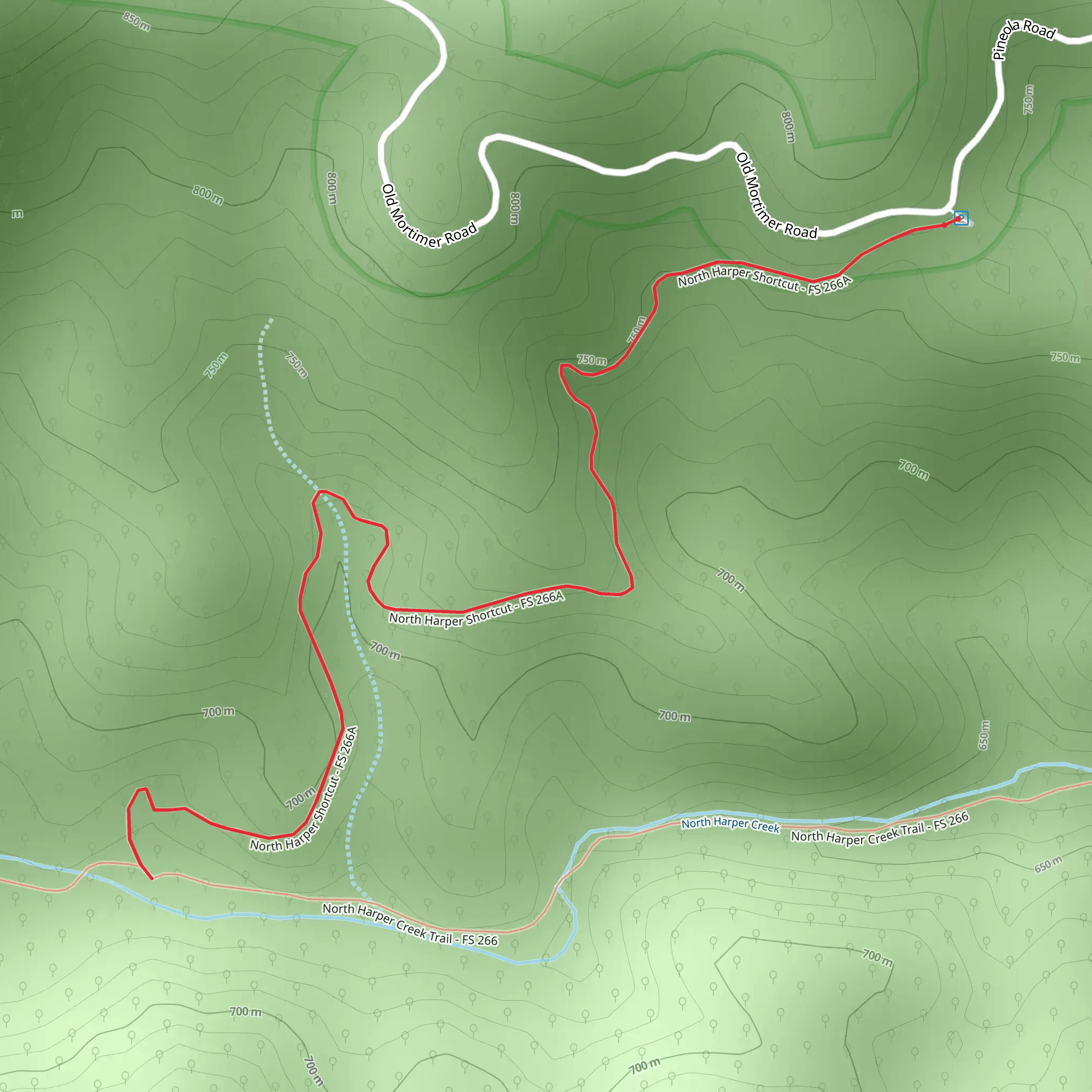 North Harper Shortcut Trail mobile static map