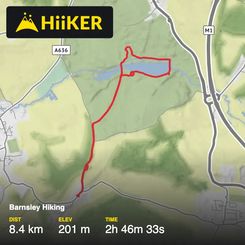 A map preview of the recording Barnsley Hiking.