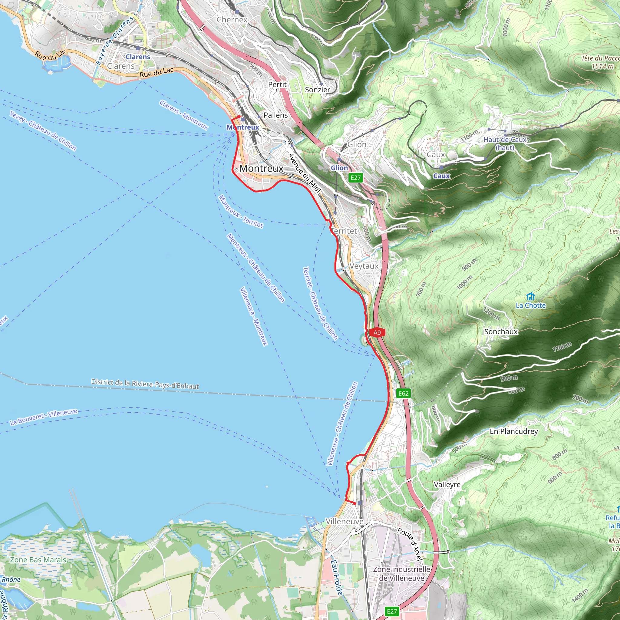 Montreux - Villeneuve Trail mobile static map
