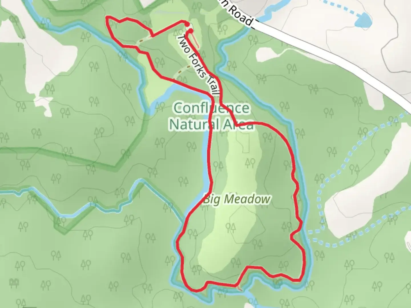 An image depicting the trail Two Forks Loop Trail and its surrounding area.