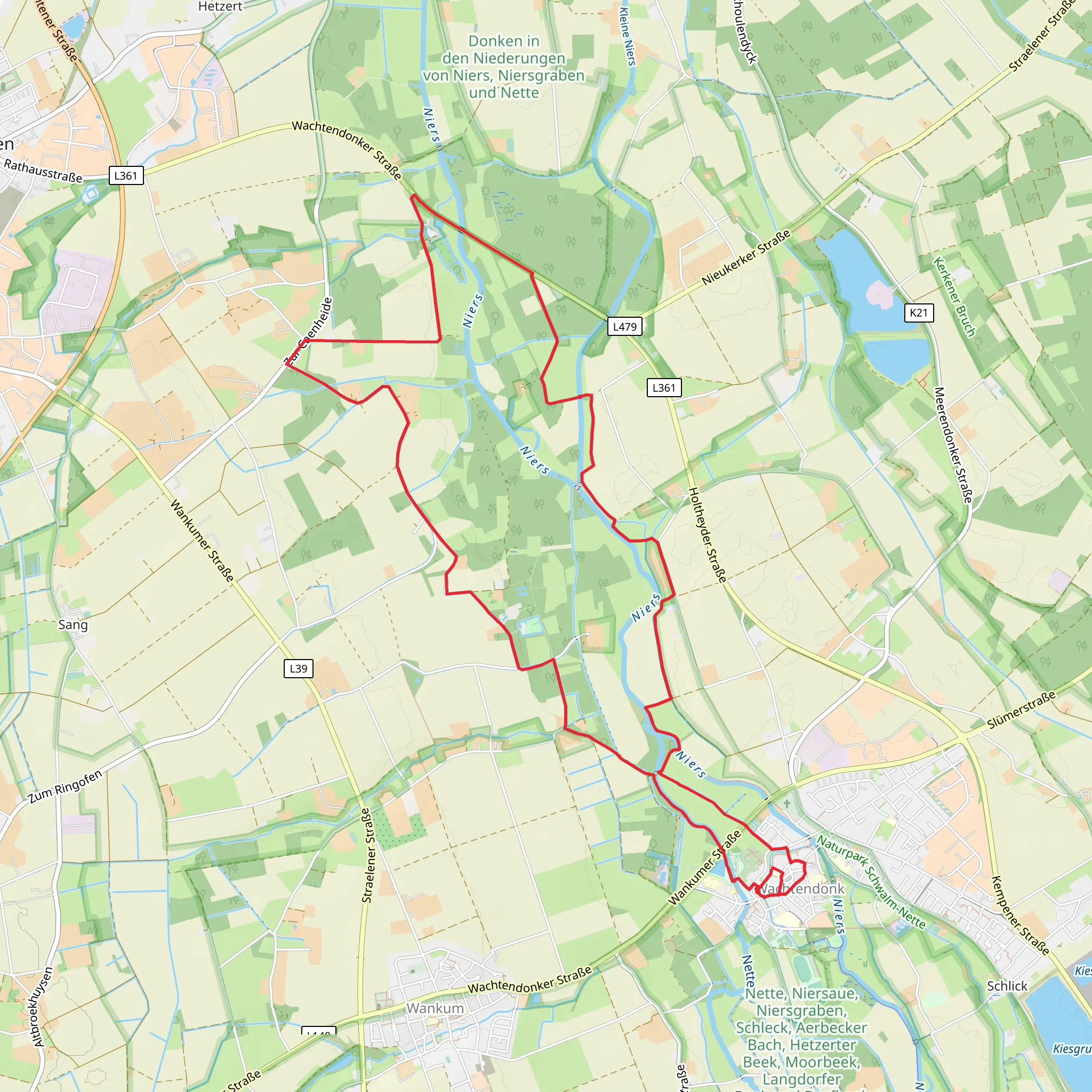 Xanten Hinsbeck and Maas Niederrheinpad G Loop mobile static map