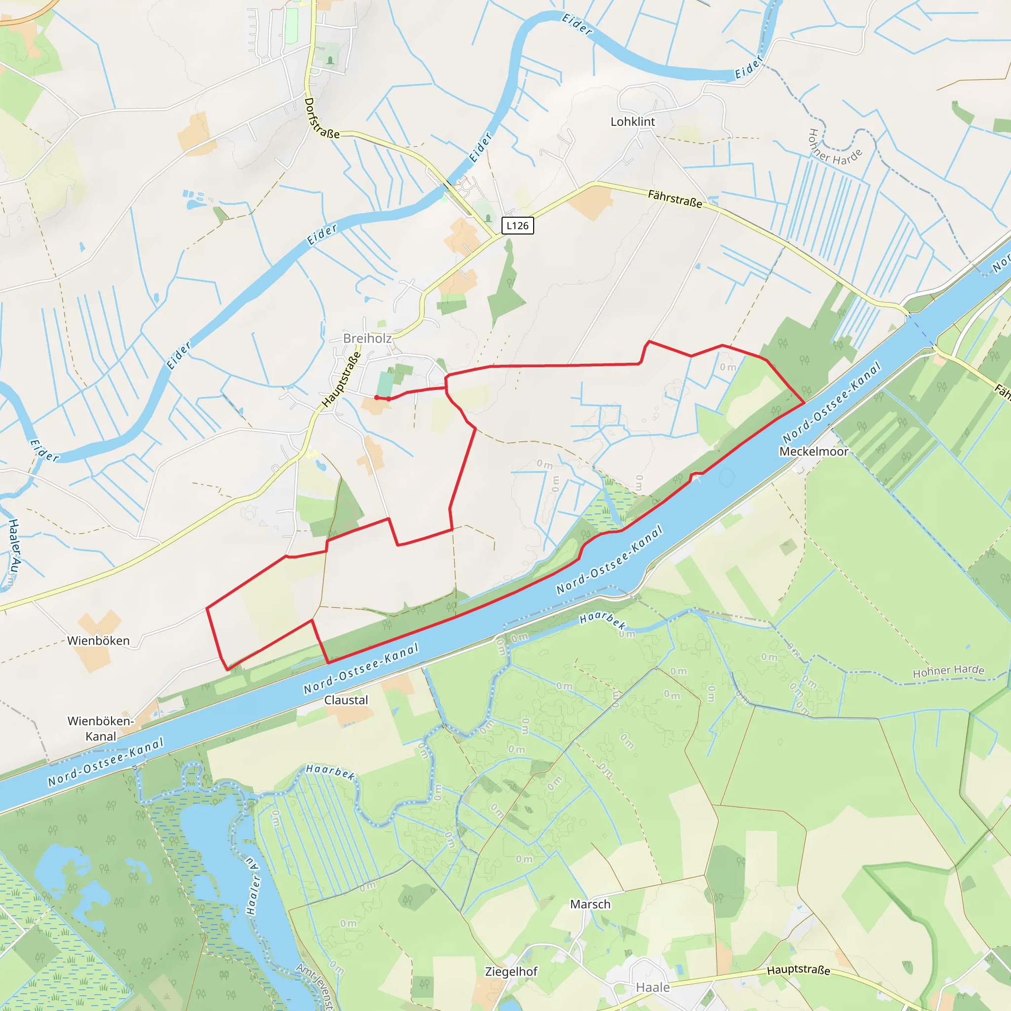 Nord Ostsee Kanal via Rollerbargs Weg and Törmos-Weg mobile static map