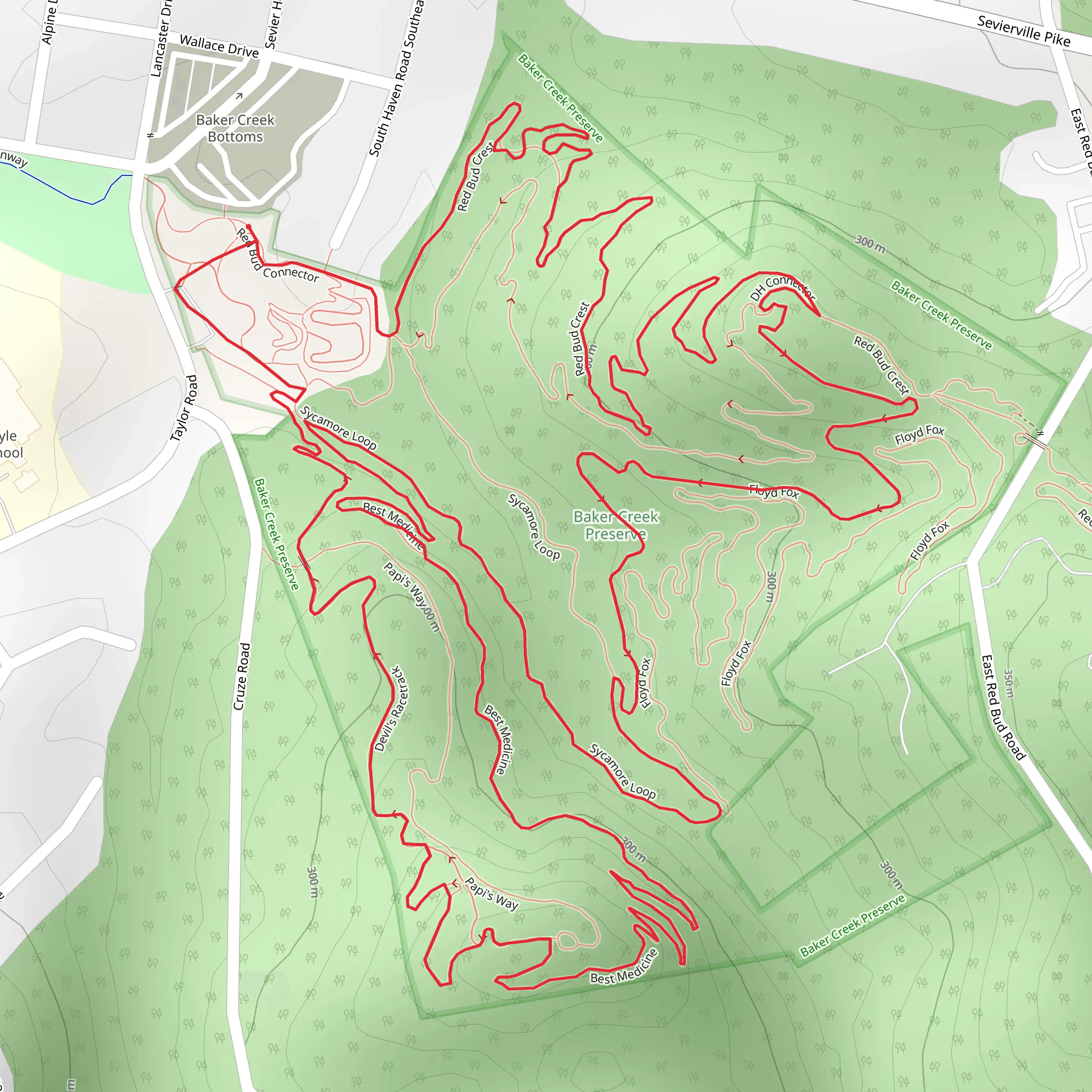 Baker Creek Preserve Loop mobile static map