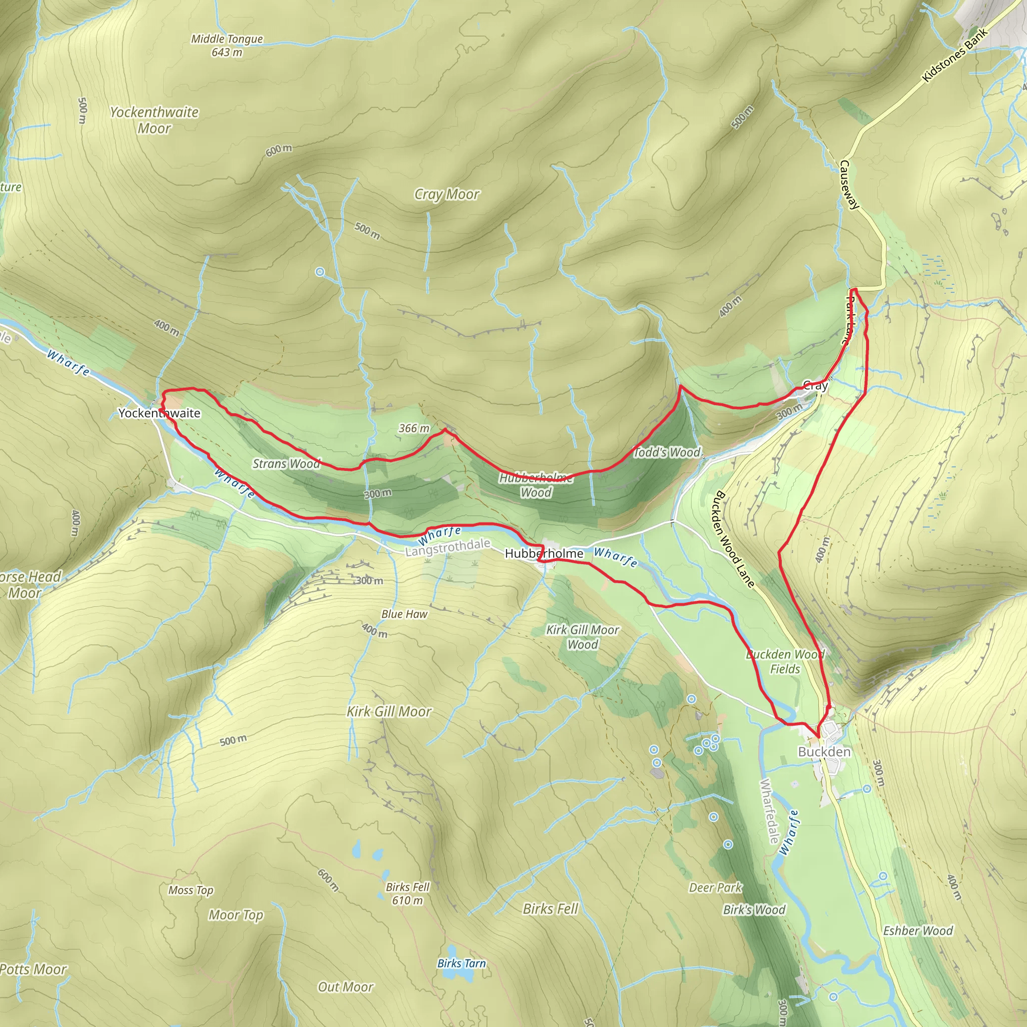 Yockenthwaite and Hubberholme from Buckden mobile static map