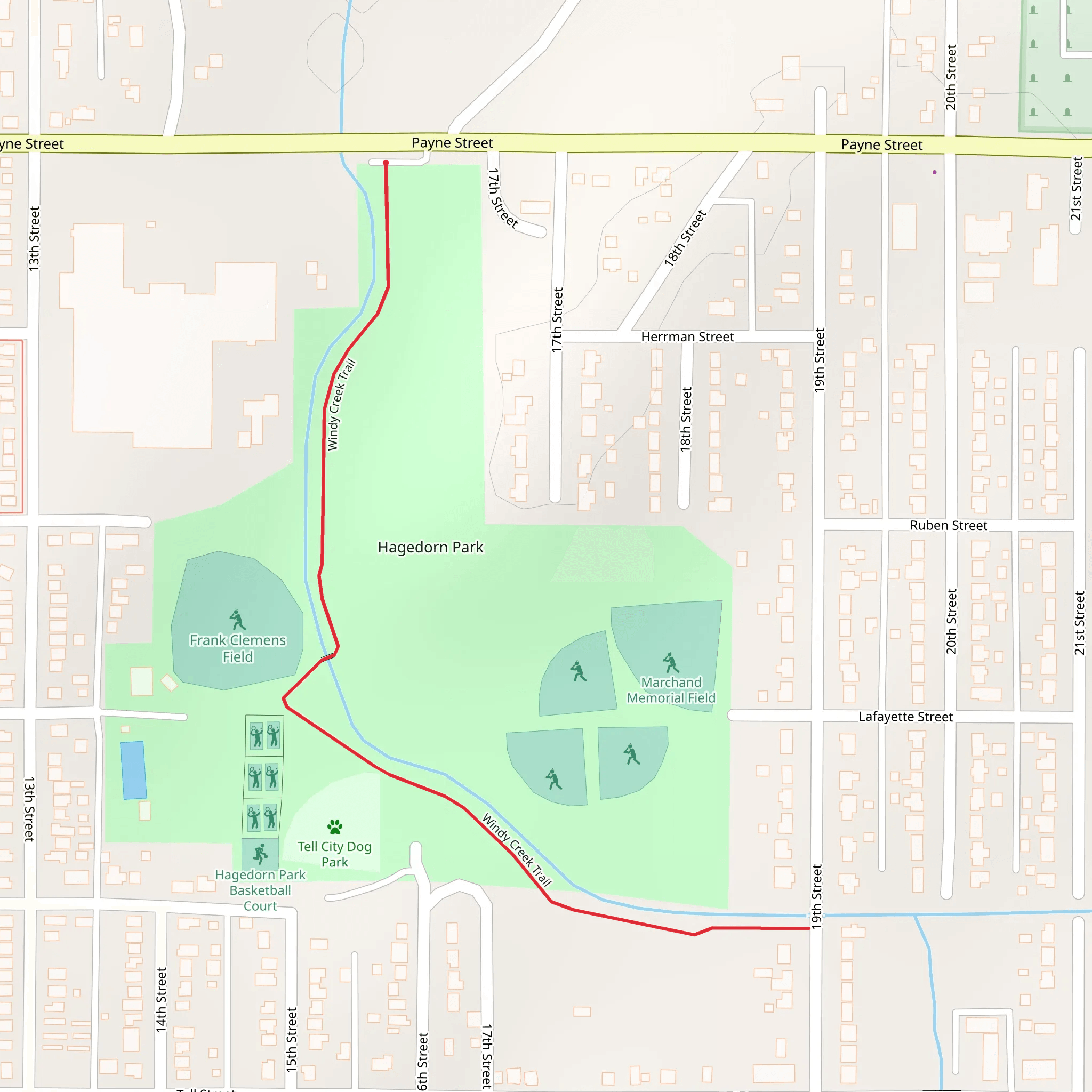 Hagedorn Park - Windy Creek Trail mobile static map
