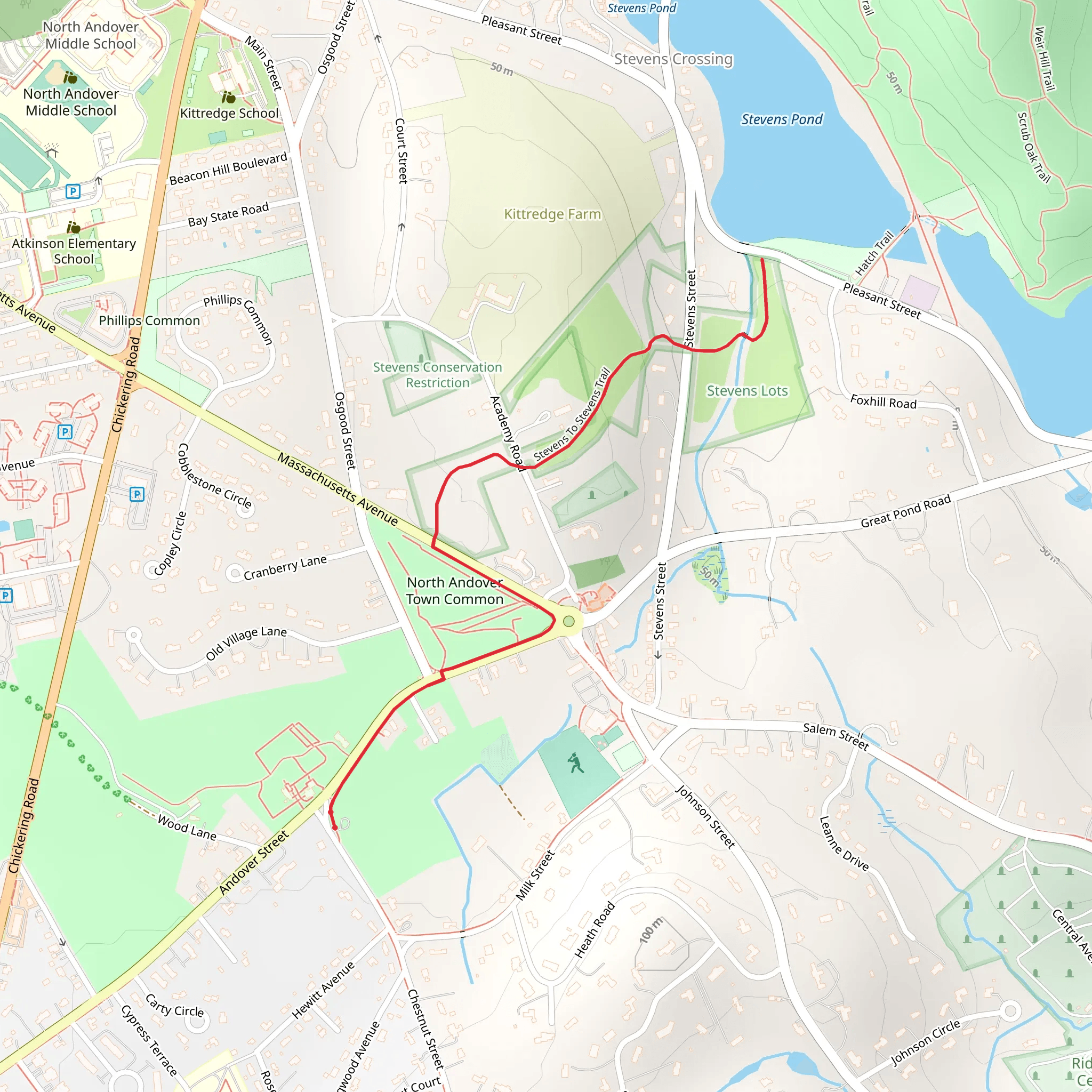 Stevens Pond mobile static map