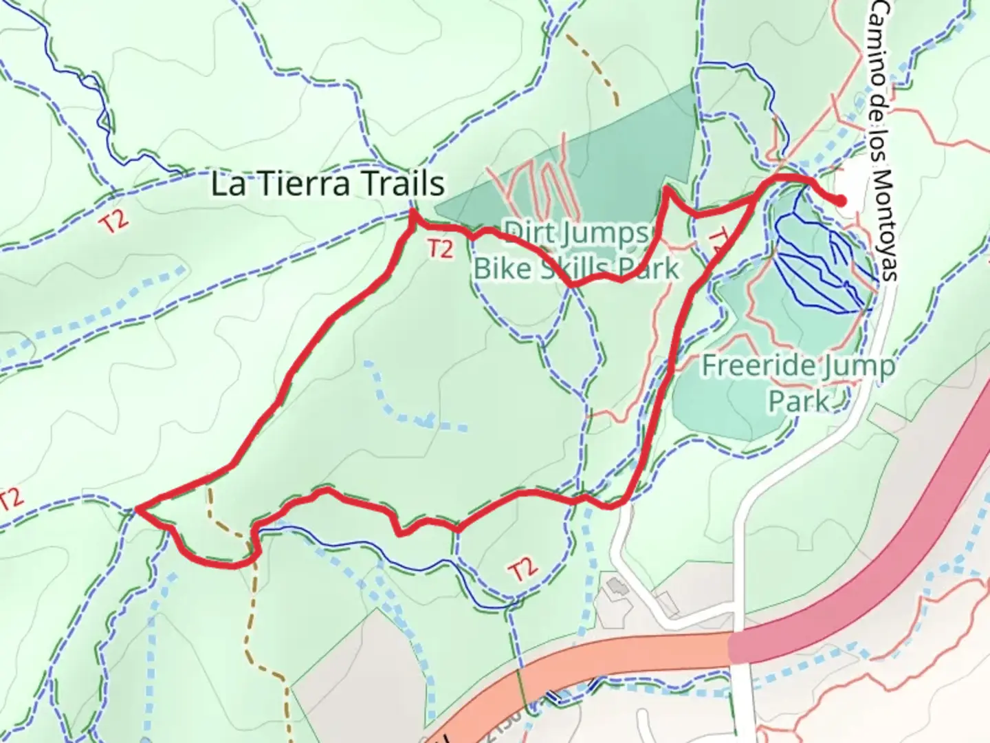 An image depicting the trail Freeride Jump Park Loop - Short and its surrounding area.