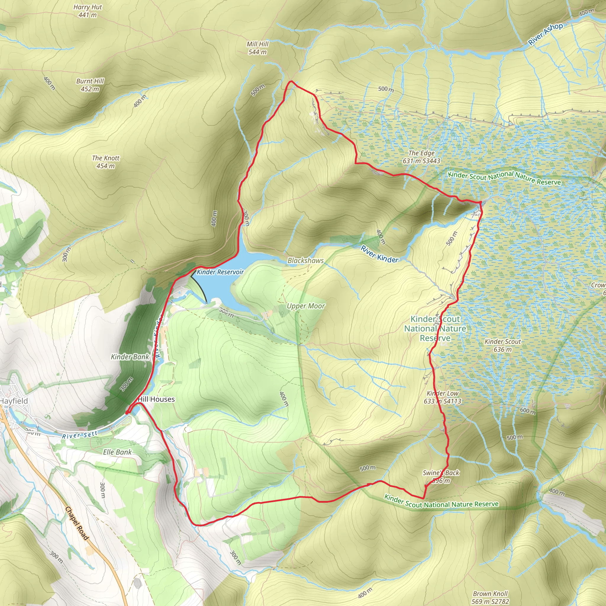 kinder scout from Hadfield mobile static map