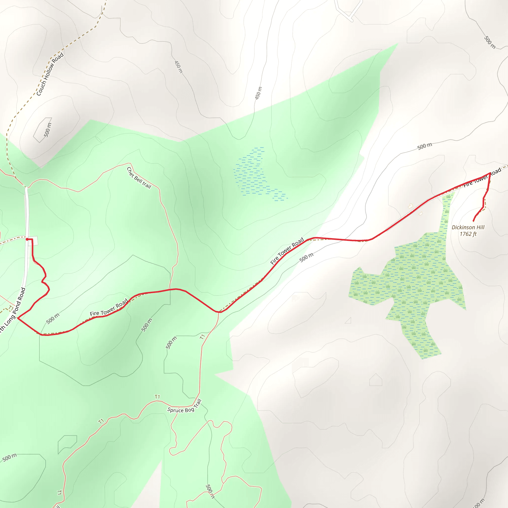 Dickinson Hill via Fire Tower Trail mobile static map