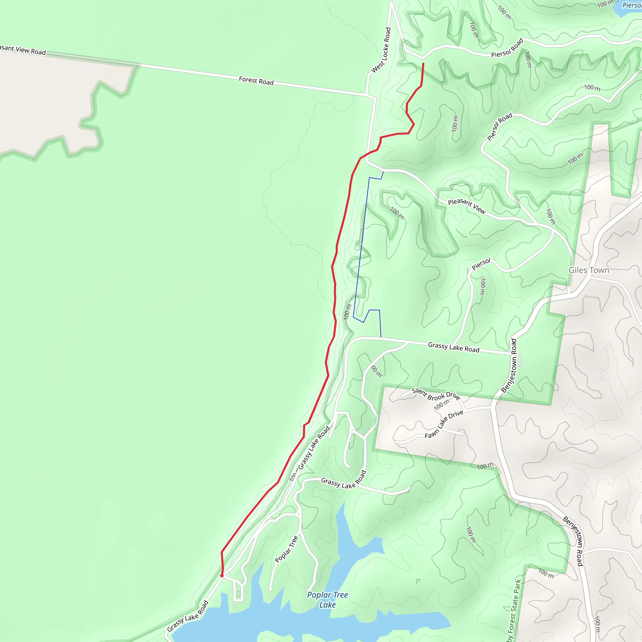 Blue Trail from Poplar Tree Lake mobile static map