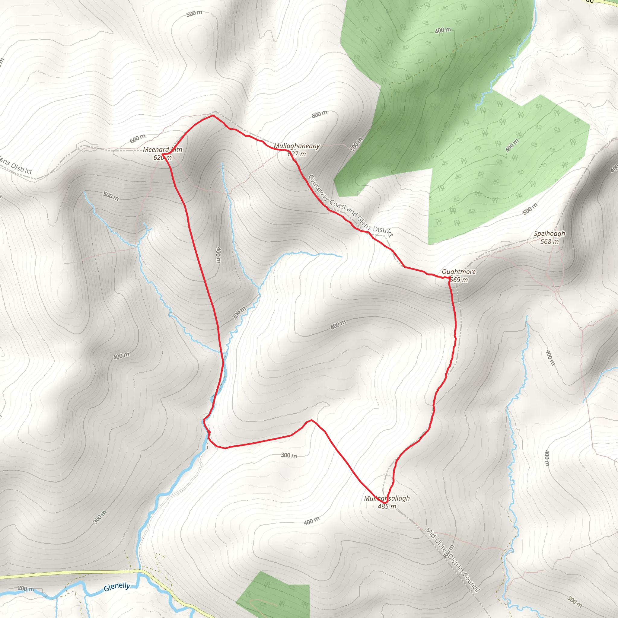 Meenard and Mullaghaneany Mountain Loop mobile static map