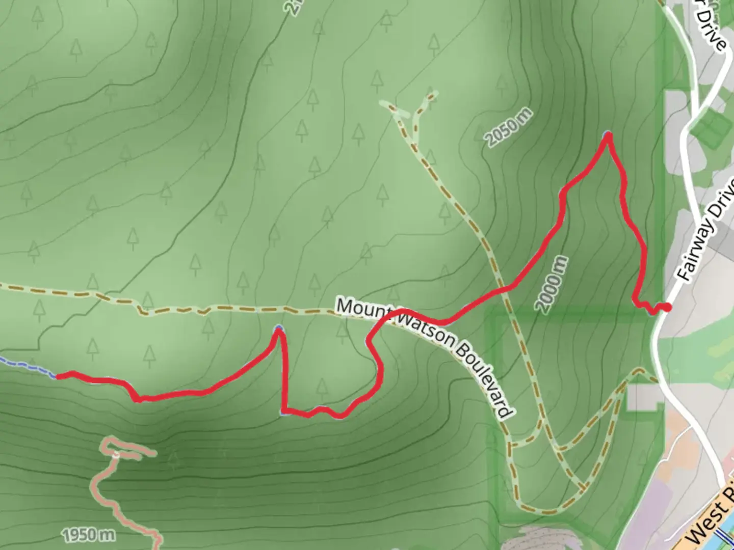 An image depicting the trail Fairway Drive and its surrounding area.