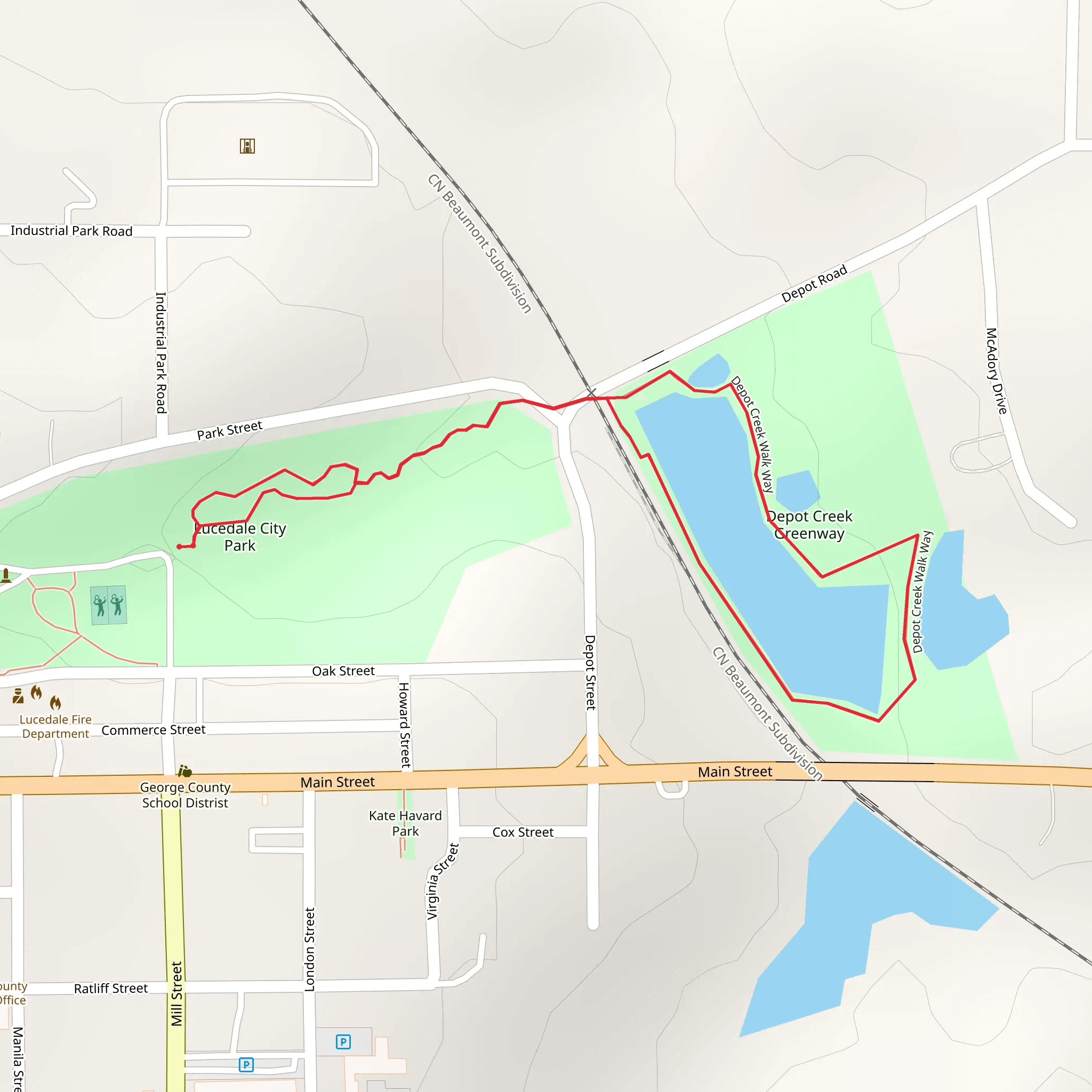Lucedale City Park and Depot Creek Greenway Loop mobile static map