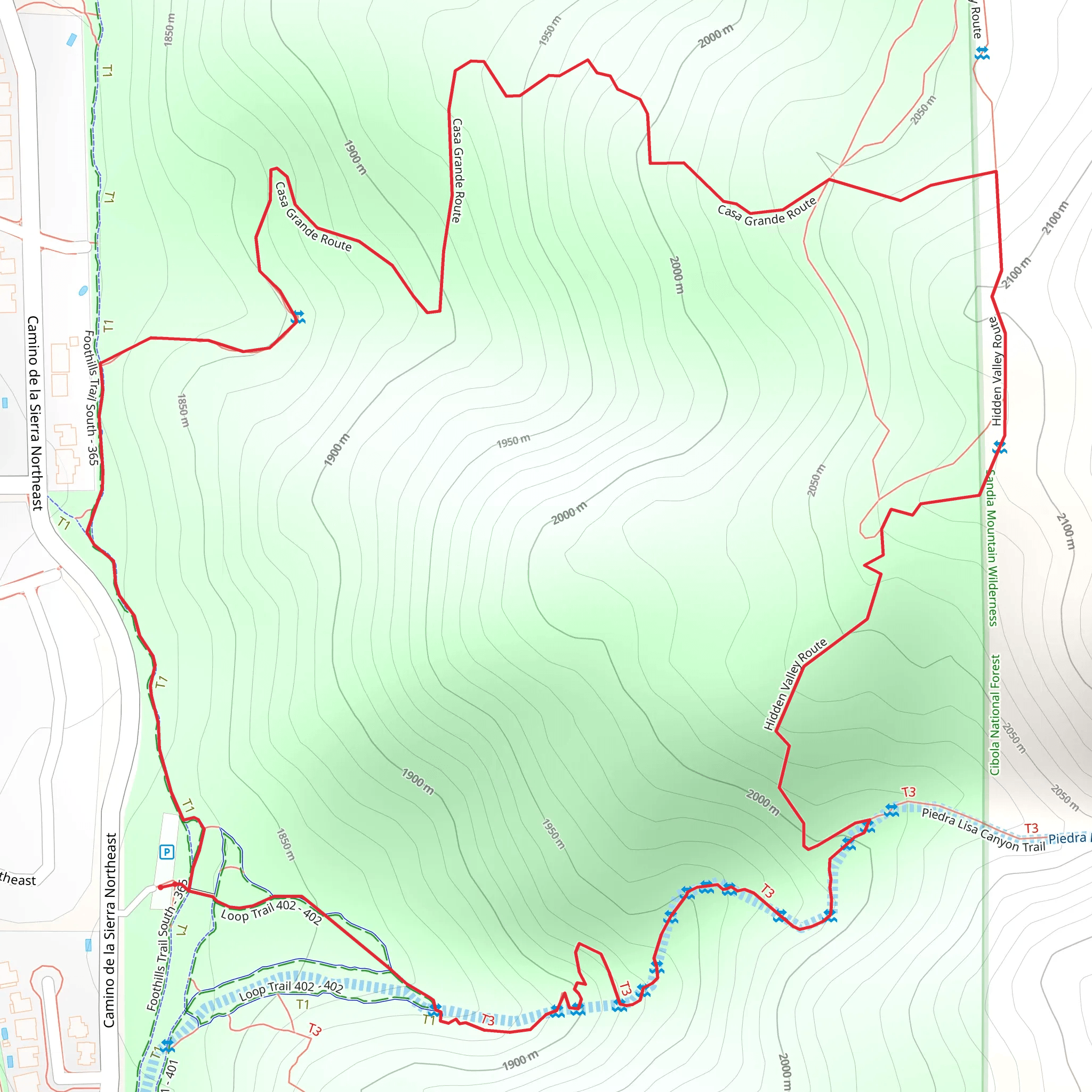 Foothills Trail and Loop Trail 402 mobile static map