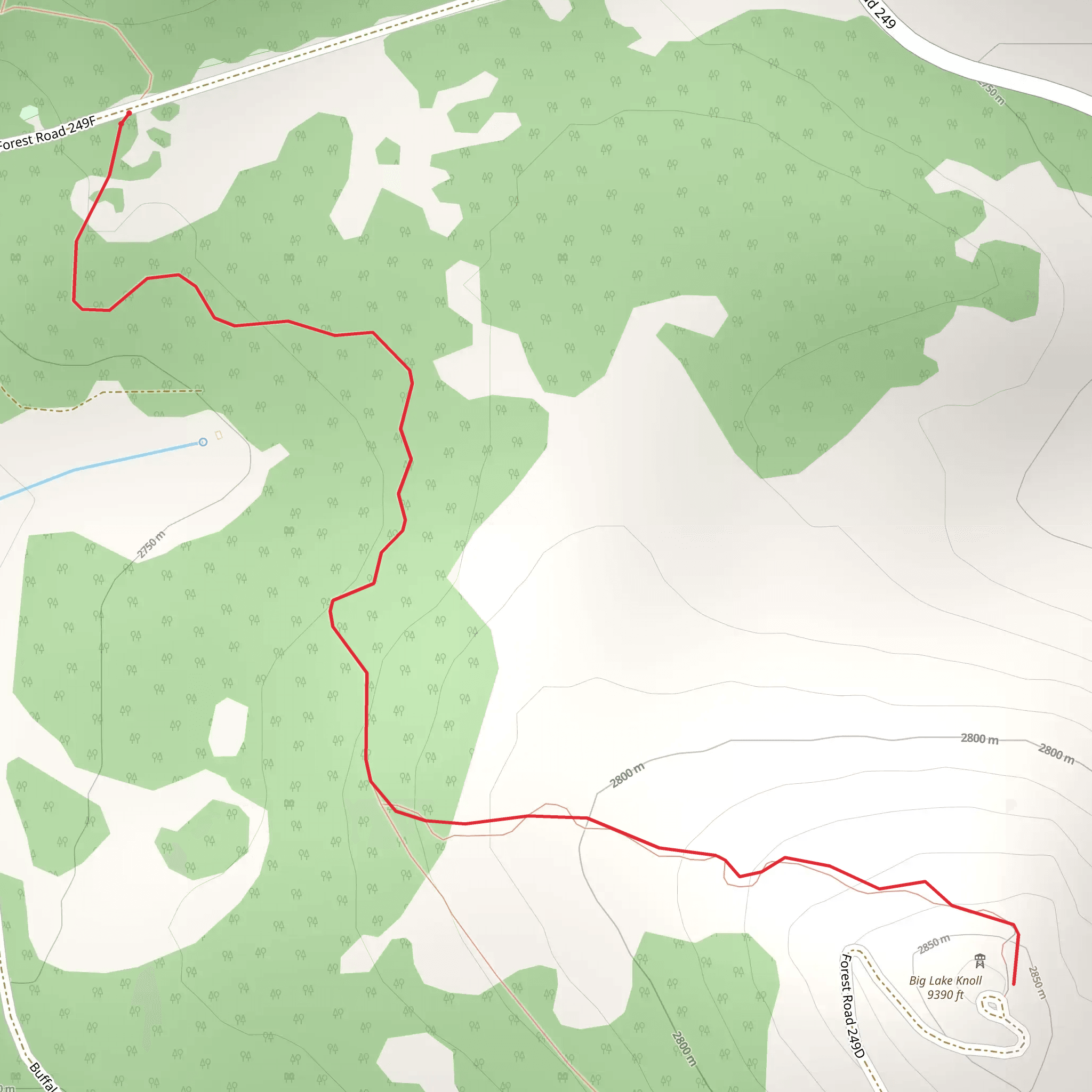 Big Lake Lookout via Indian Springs Trail mobile static map