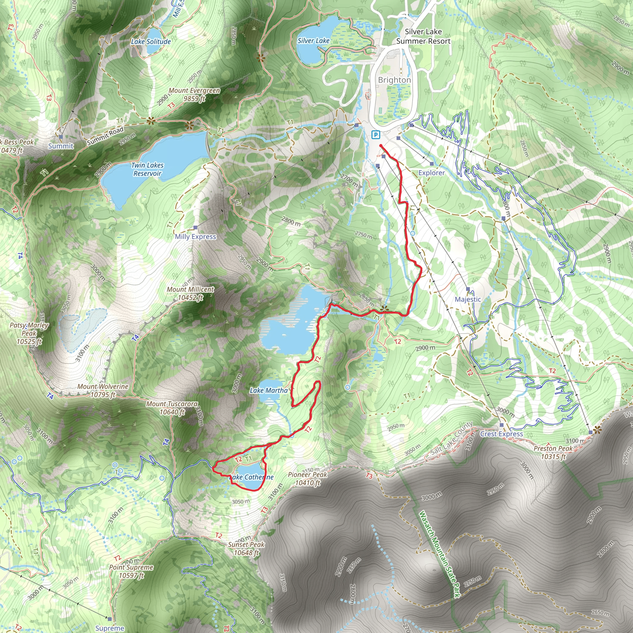Lake Catherine Loop via Brighton Lakes Trail mobile static map