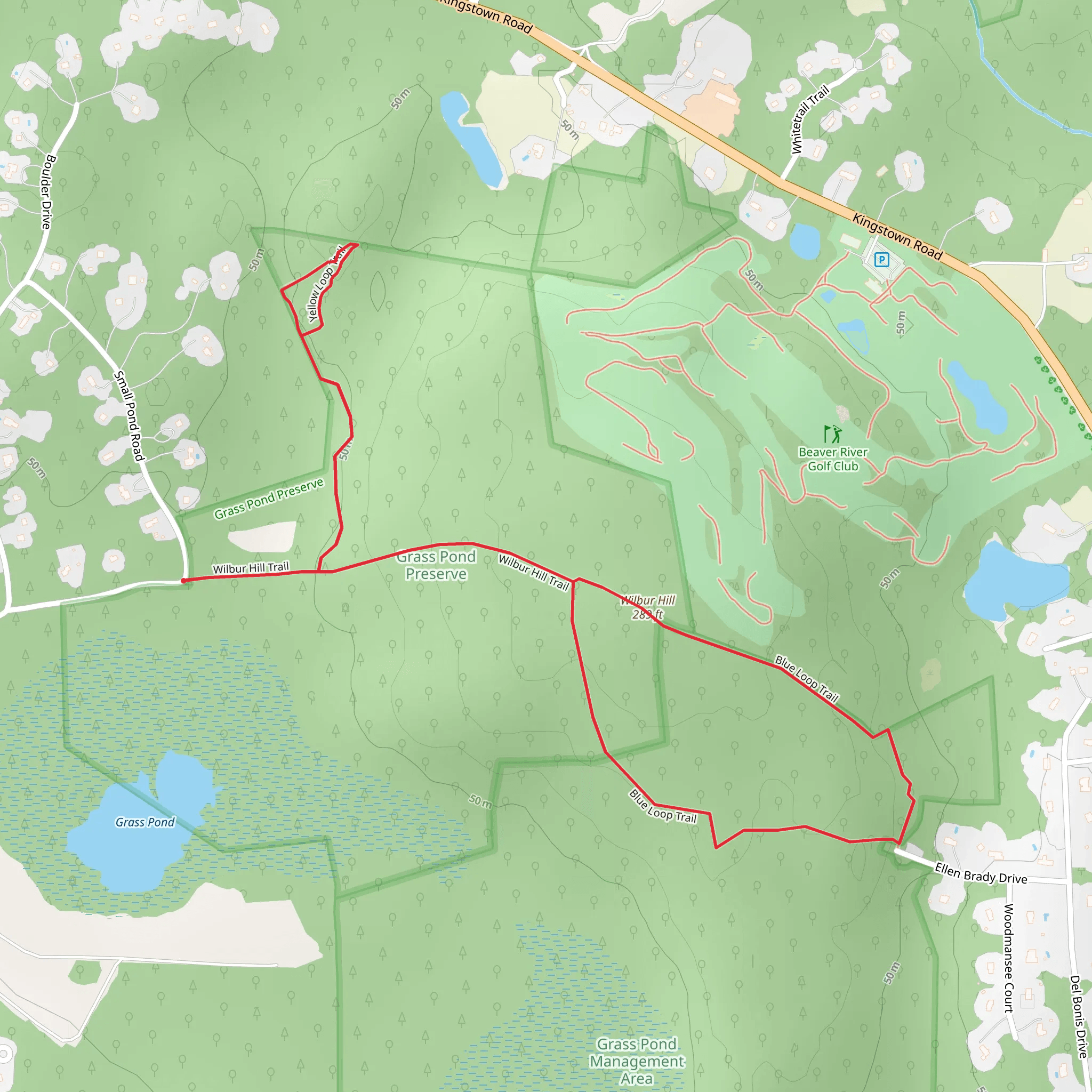 Blue Loop and Wilbur Hill Trail mobile static map