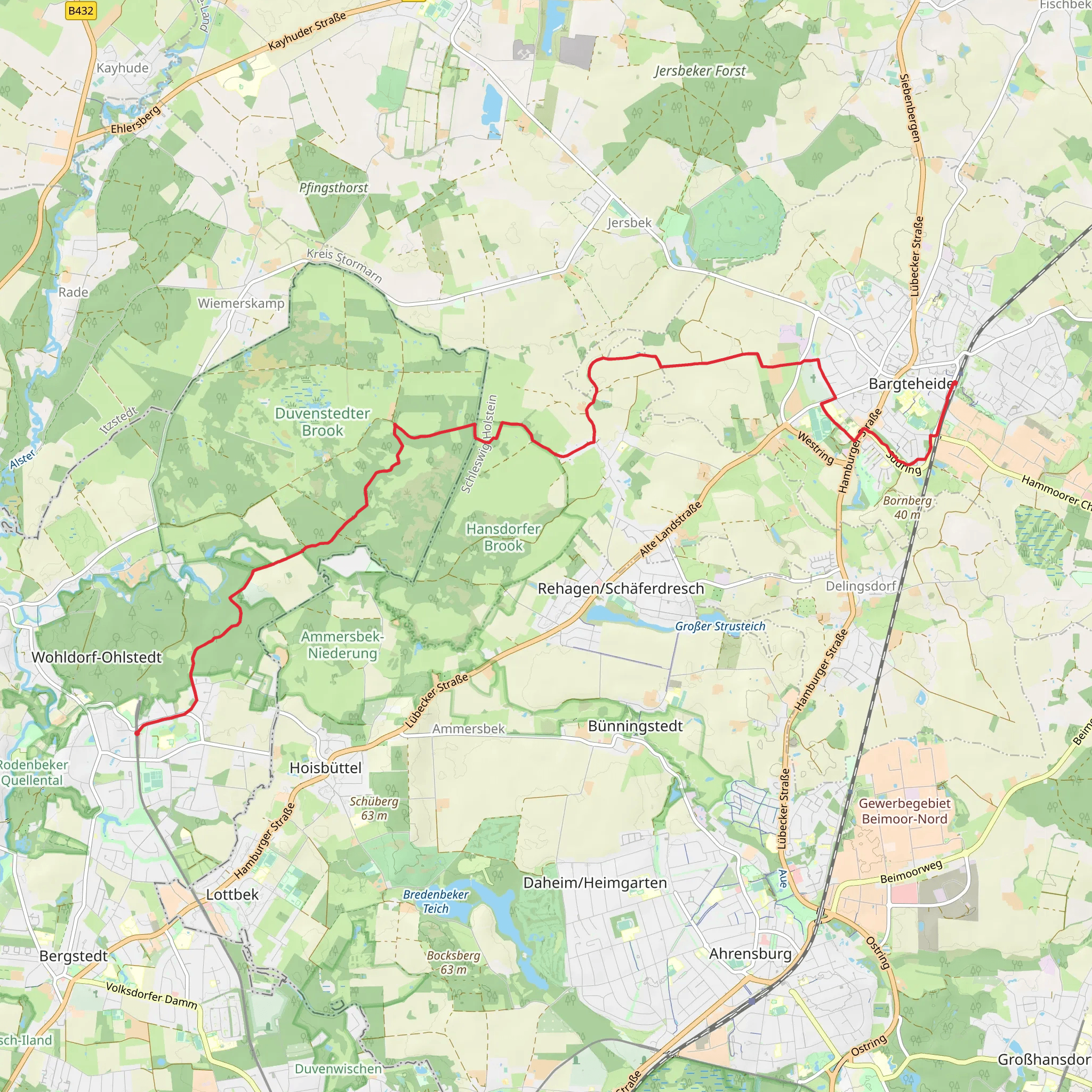 Ohlstedt to Bargteheide Walk mobile static map