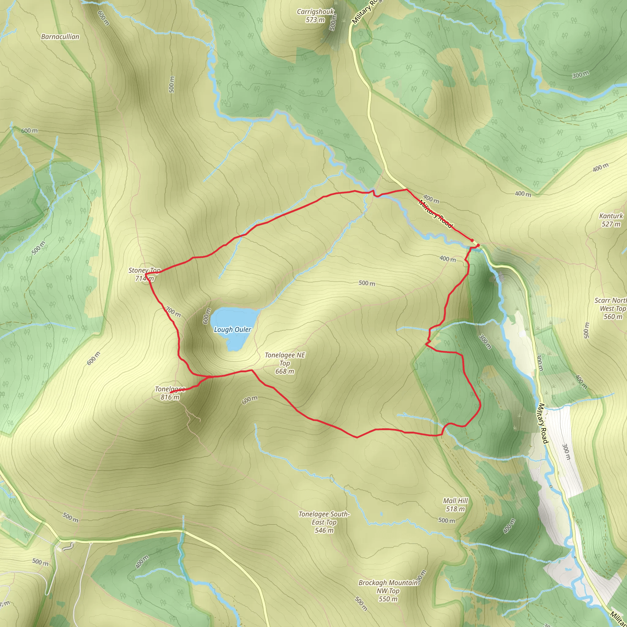 Tonelagee and Stoney Top Mountain Loop mobile static map