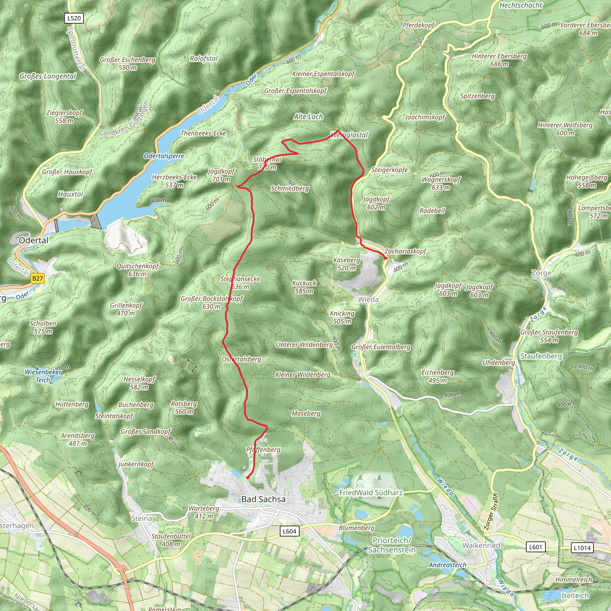 Bad Sachsa to Wieda Walk mobile static map