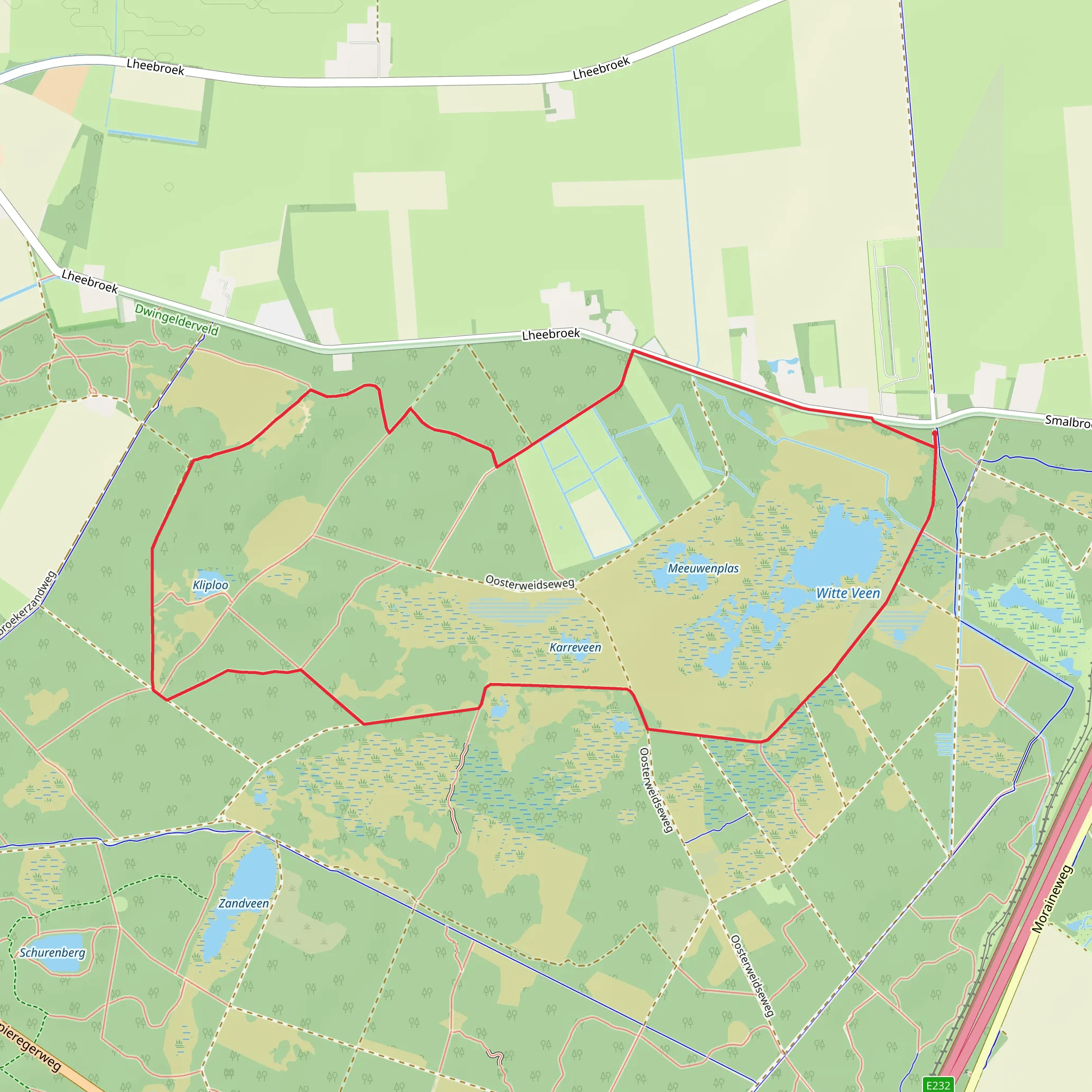 Meeuwenplas, Witteveen and Lheebroekerzand Loop mobile static map