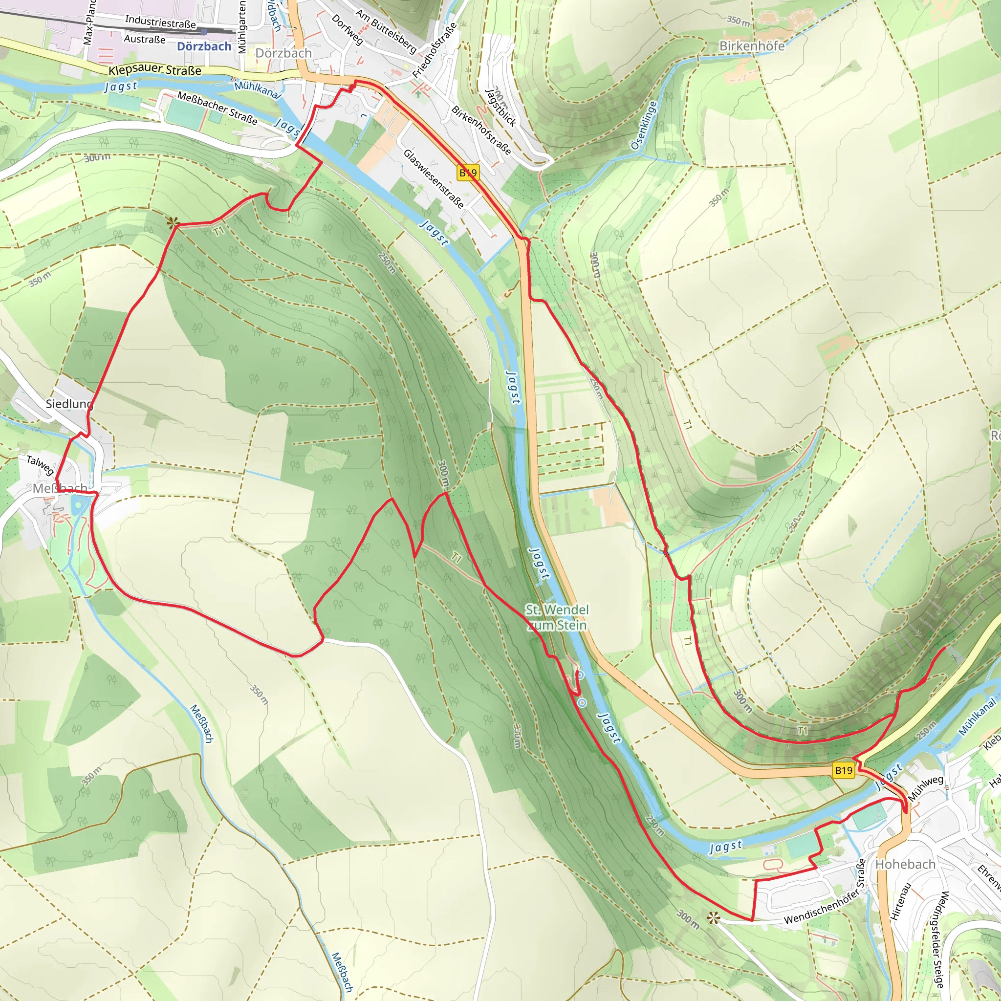 Einsiedlerhoehle via Staffeln and Erlebnispfad Hohebach mobile static map
