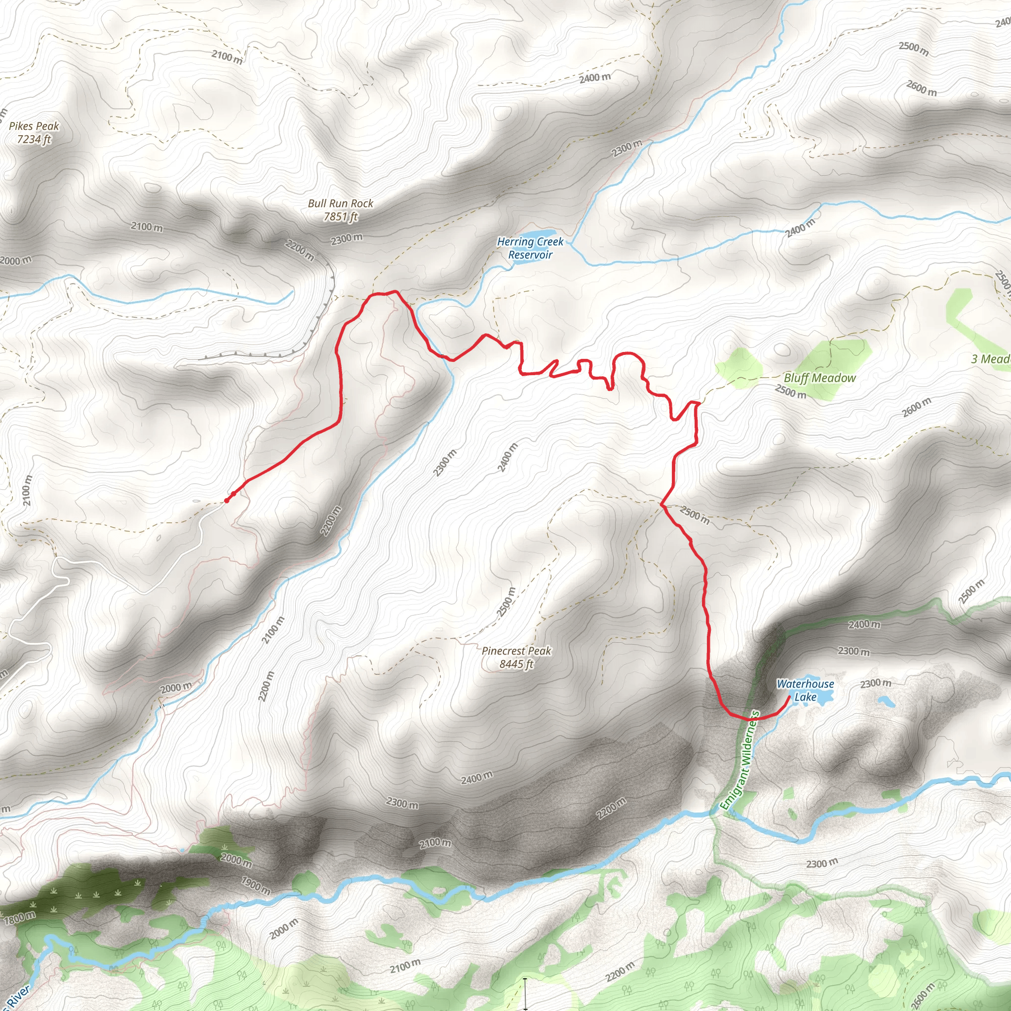 Waterhouse Lake Out and Back mobile static map