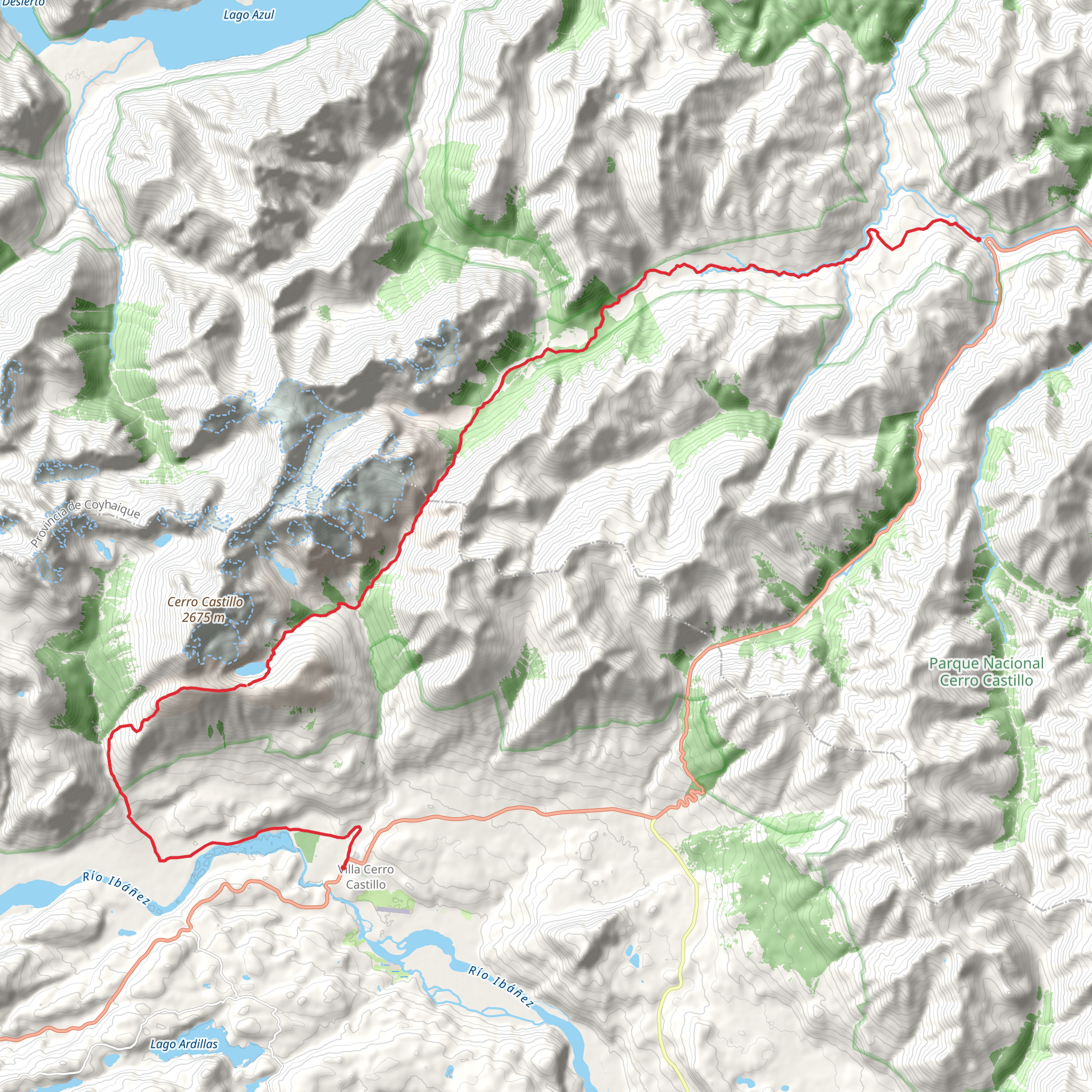 Cerro Castillo Trek mobile static map