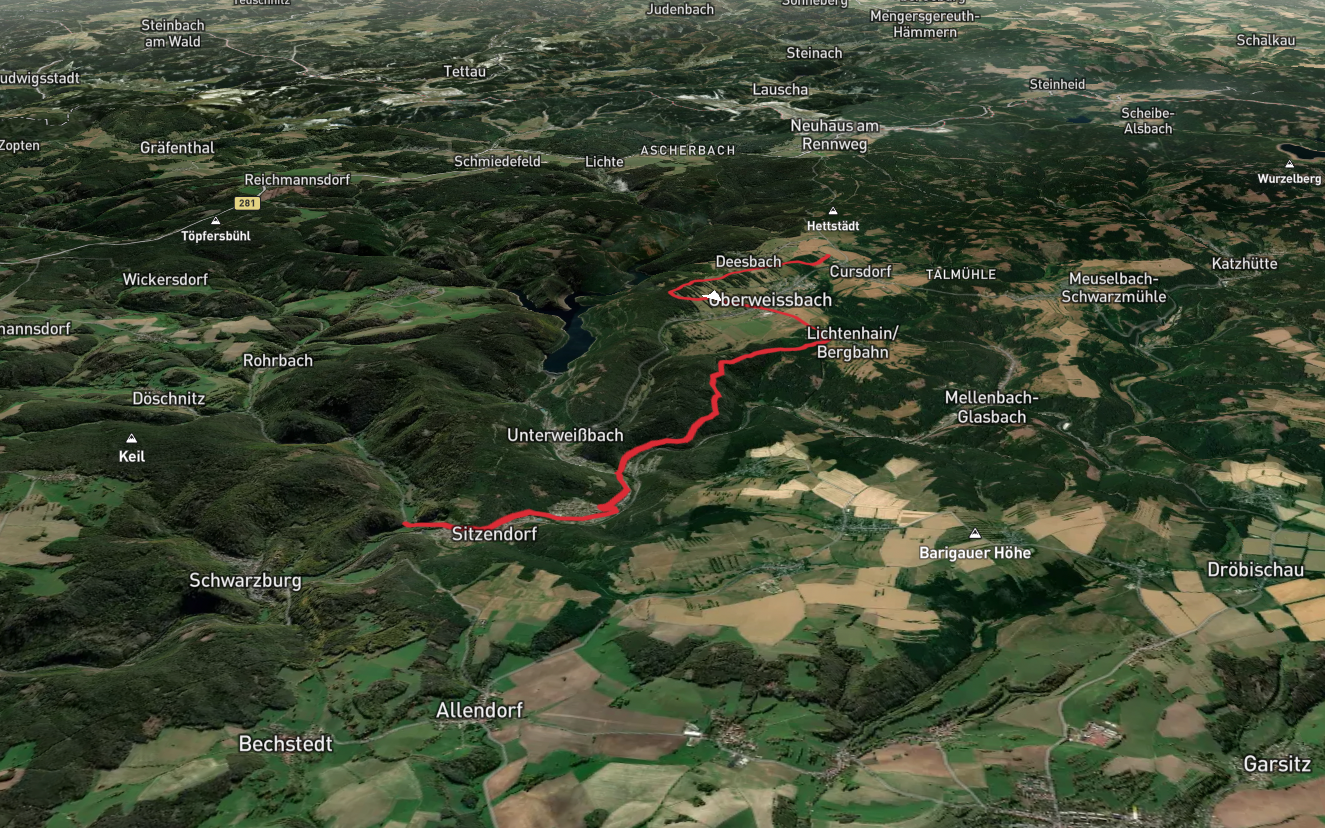 Ziegelhuette to Sorbitztal via Olitaetenwanderweg Mittelachse