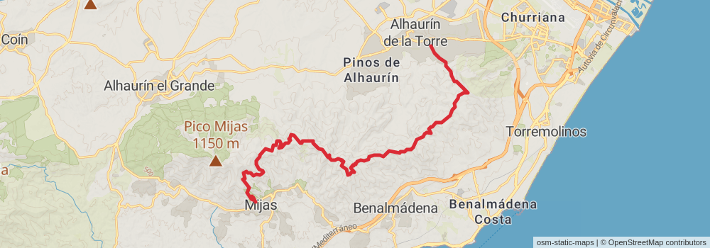 GR 249 Gran Senda de Málaga stage 38 Map