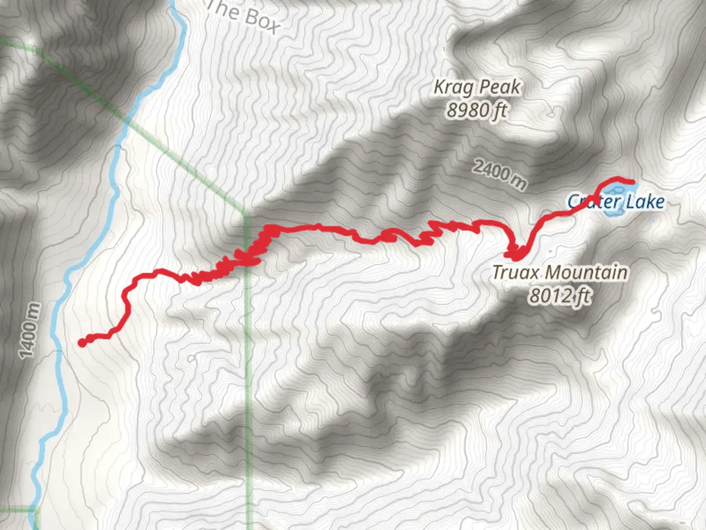 An image depicting the trail Crater Lake via Kettle Creek Trail and its surrounding area.
