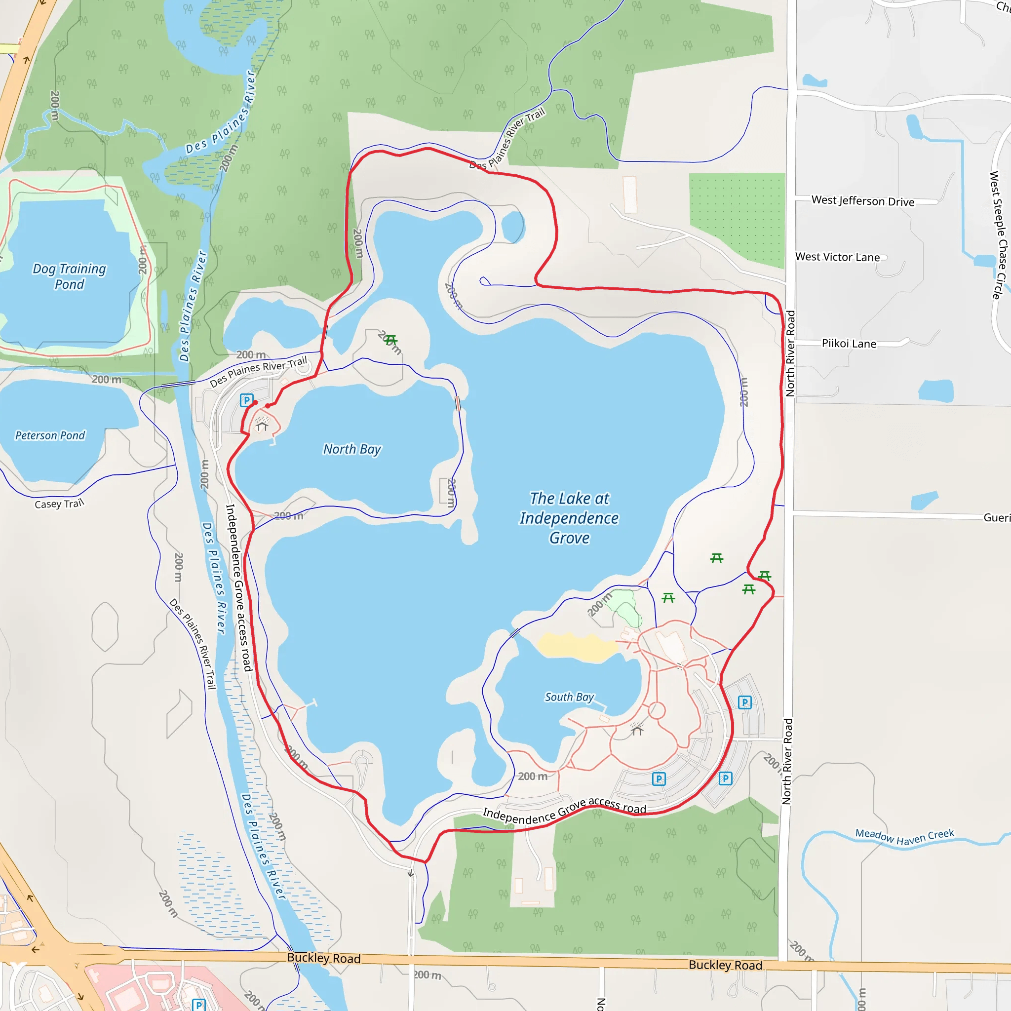 Independence Grove Access Road Loop mobile static map