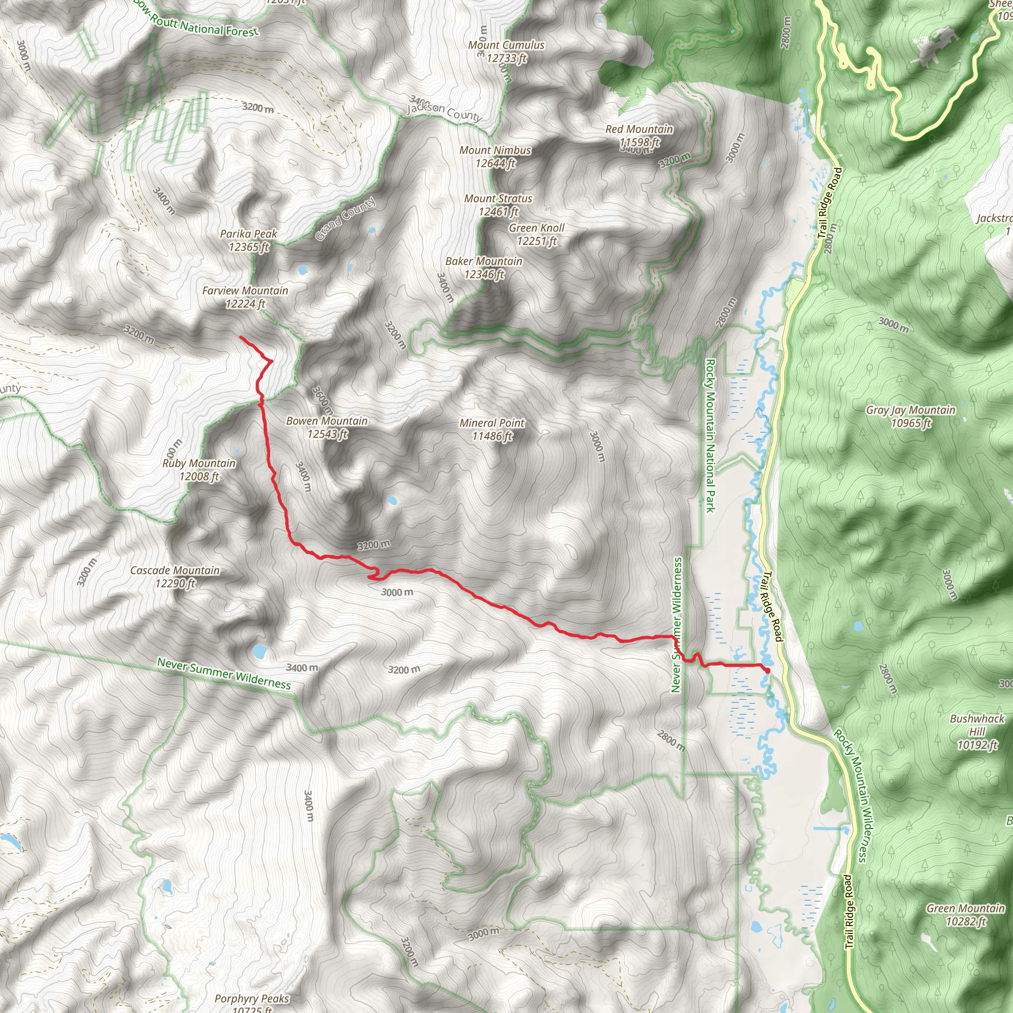 Bowen Mountain via Bowen Pass and Bowen Gulch Trail mobile static map