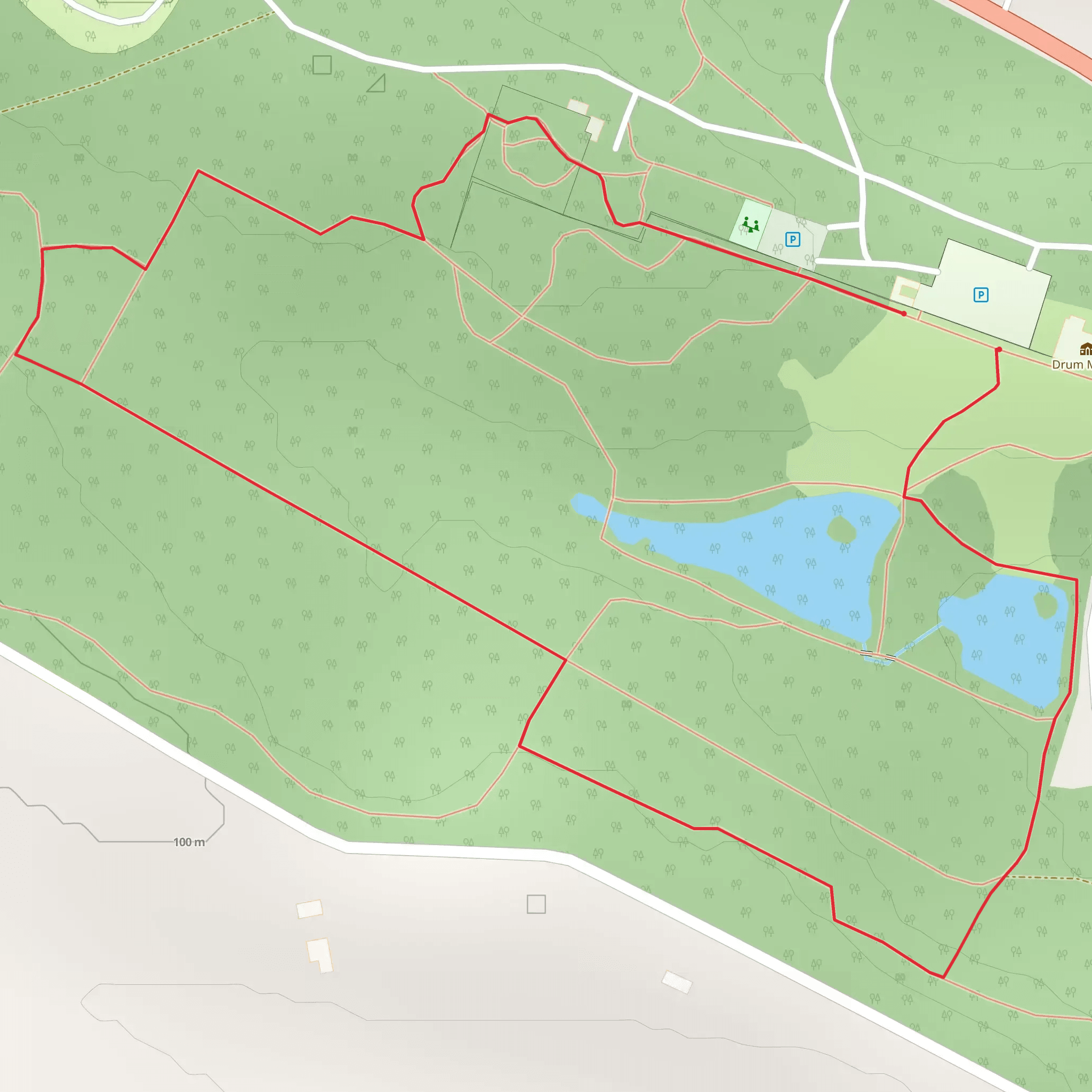 Drum Manor Forest Park - Forest Plots Trail - Black mobile static map