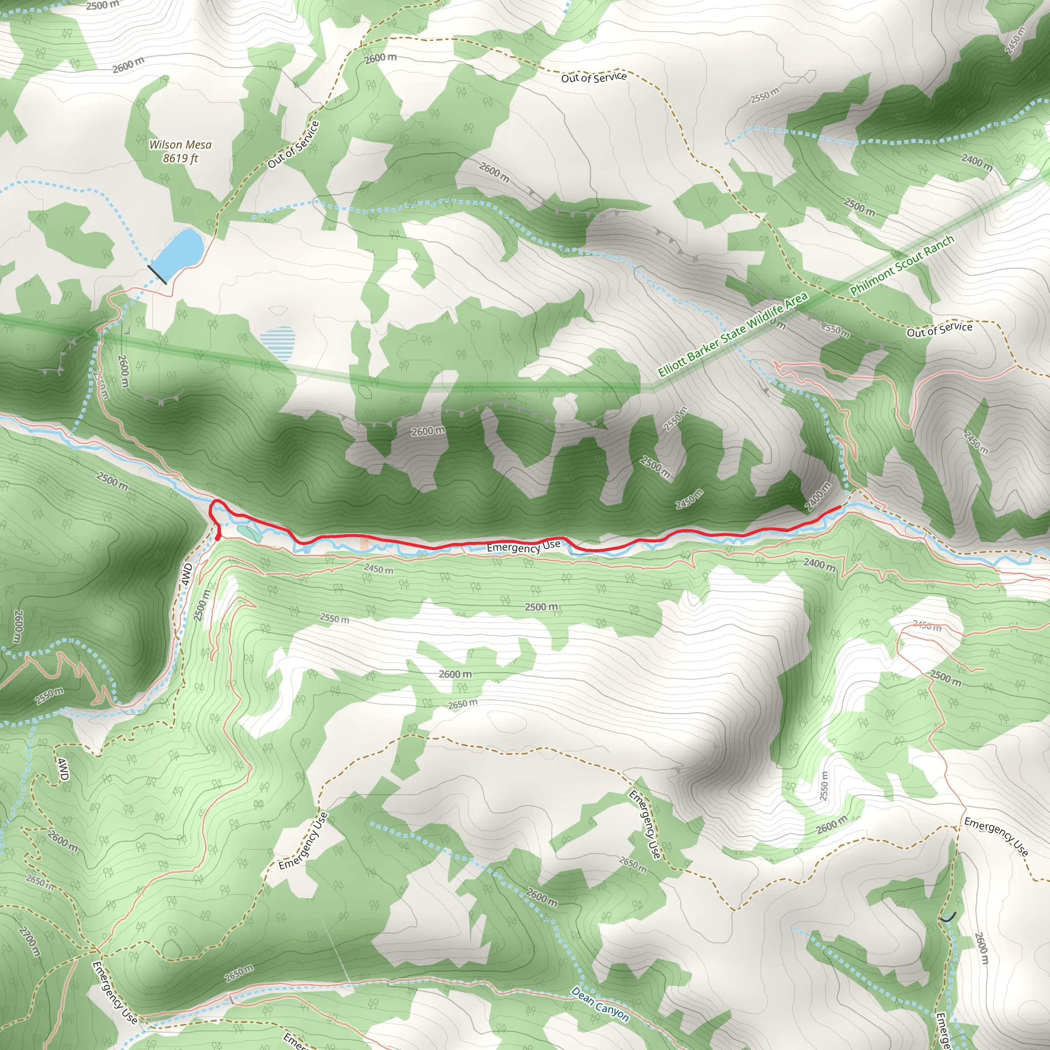 Spar Pole Creek Out and Back mobile static map